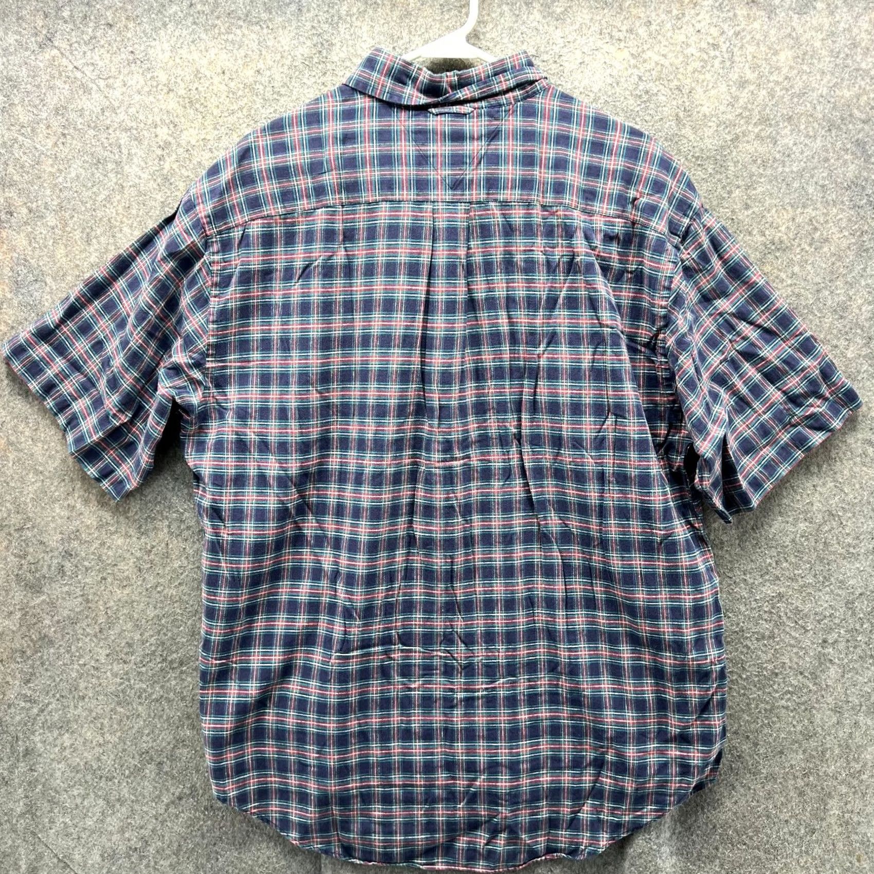 Tommy Hilfiger VINTAGE Tommy Hilfiger Shirt Mens Large Blue Button-Down Plaid Short Sleeve Preppy Pattern: Plaid Size US L / EU 52-54 / 3 - 2 Thumbnail