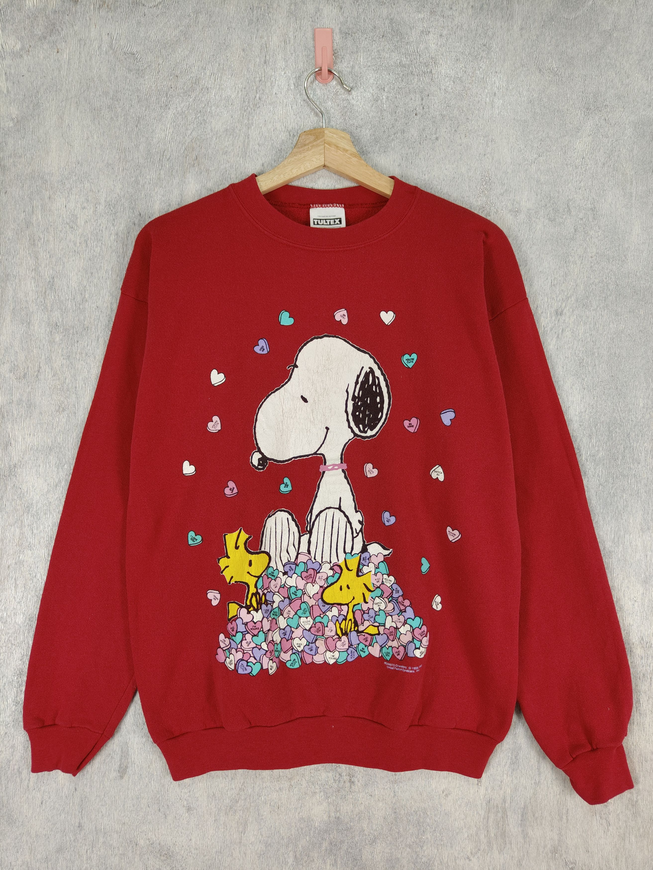 image of Cartoon Network x Peanuts Vintage 80's Peanuts Cartoon Sweatshirt in Red, Men's (Size Large)