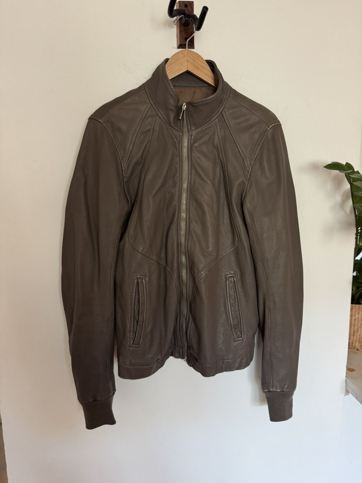 Rick Owens Intarsia center zip Leather Jacket Dna dust Size US L / EU 52-54 / 3 - 1 Thumbnail