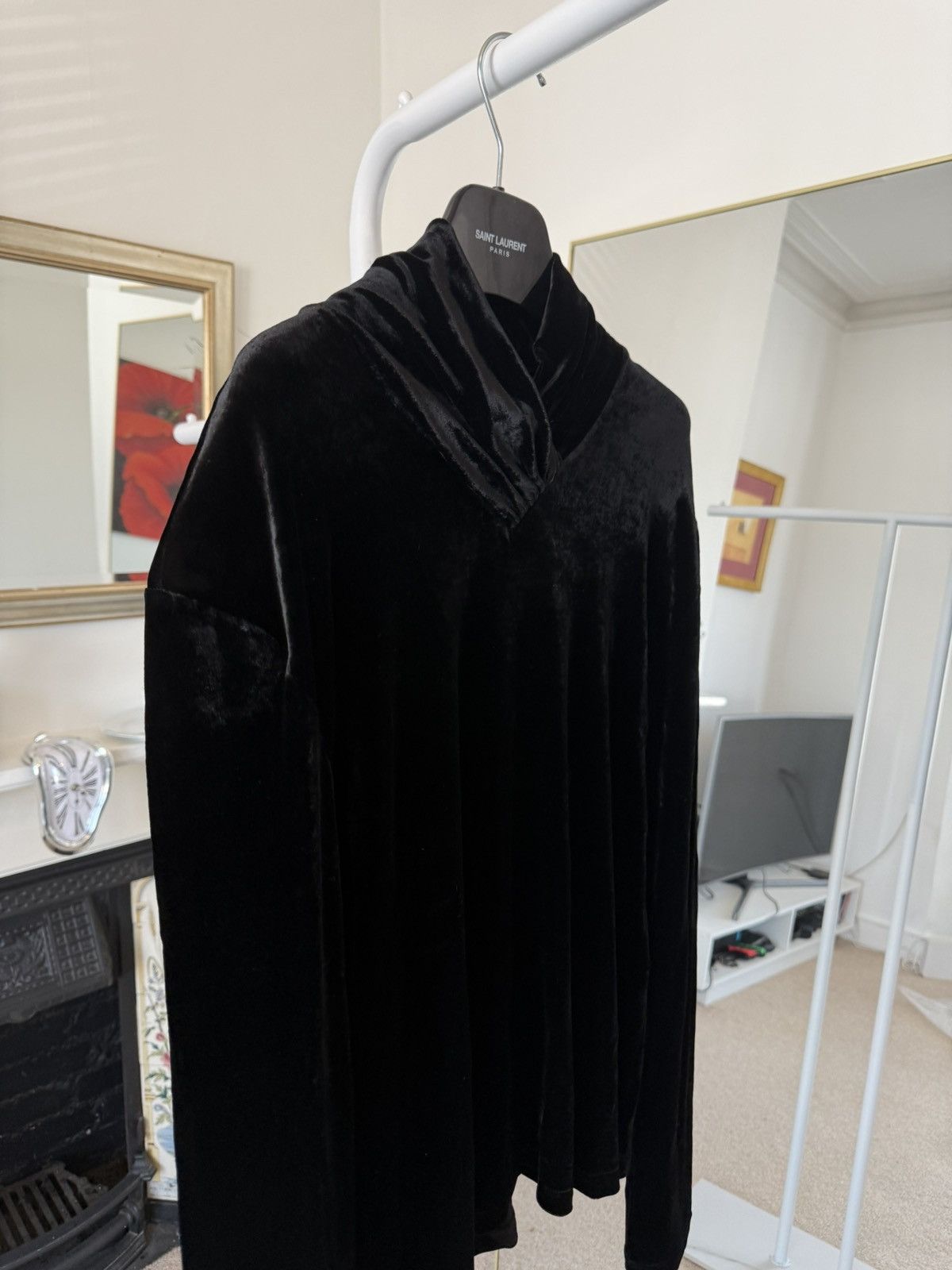 Saint Laurent Paris FW23 Saint Laurent Black Shoulder Padded Velvet Top Size US XL / EU 56 / 4 - 3 Thumbnail