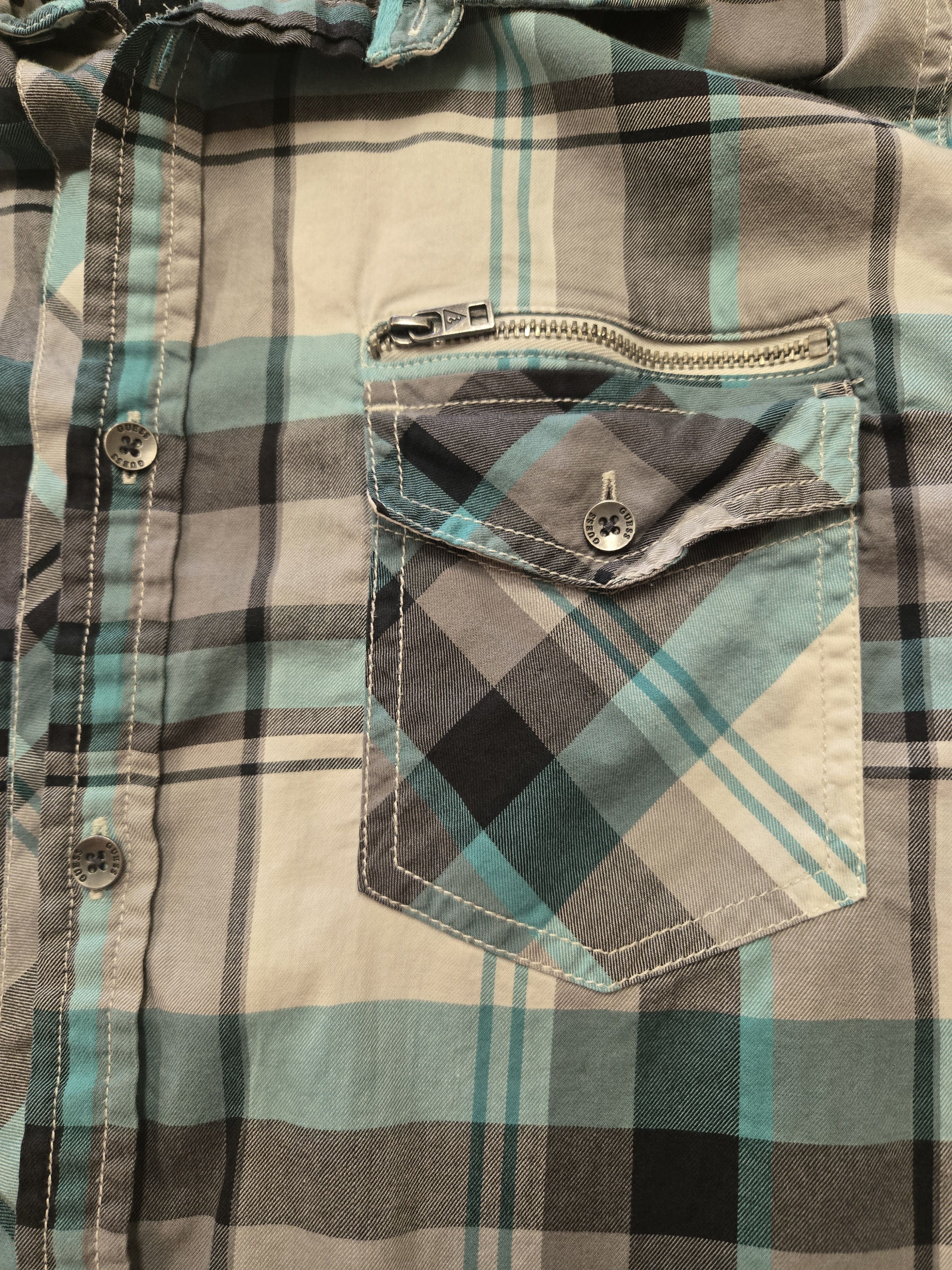 Guess GUESS Plaid Button Up Shirt Zip Pocket Western Style Size US M / EU 48-50 / 2 - 4 Thumbnail