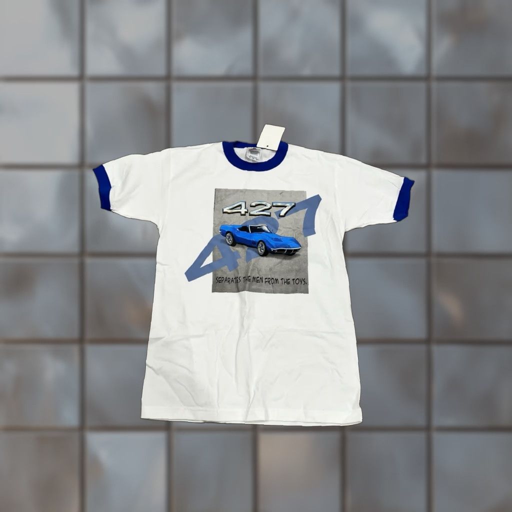 Vintage VINTAGE NWT Corvette Stingray 427 White Ringer GM Shirt Medium Unisex 1990s Graphic Tee Size US M / EU 48-50 / 2 - 1 Thumbnail