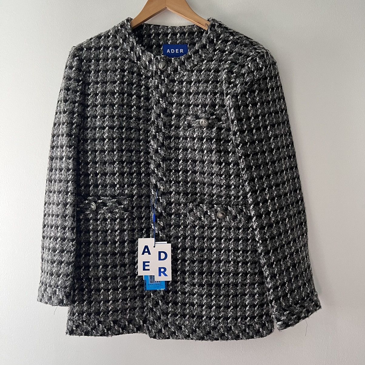 Ader Error Grey Tweed Round Collar Blazer Size 34R - 4 Thumbnail
