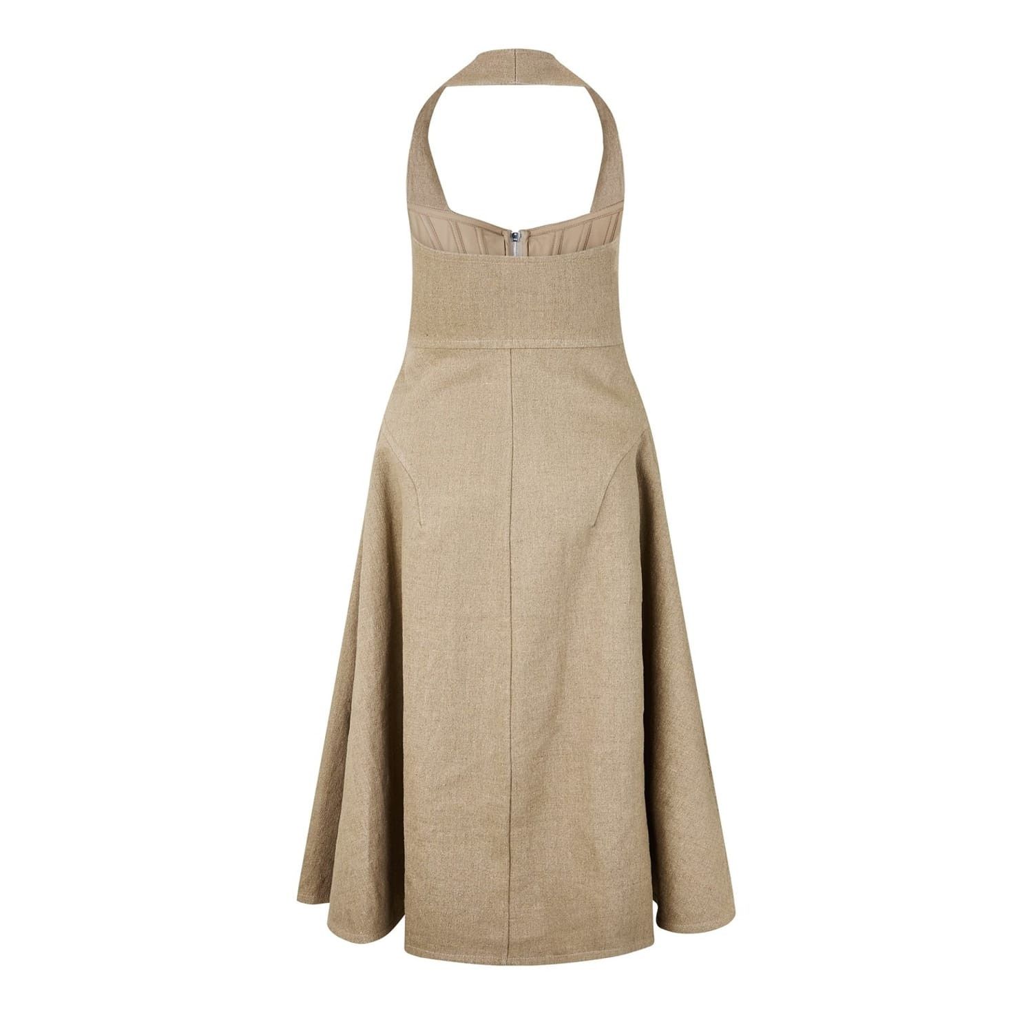 Bottega Veneta Bottega Veneta Halter Neck Midi A-Line Dress in Neutral Size S / US 4 / IT 40 - 2 Thumbnail