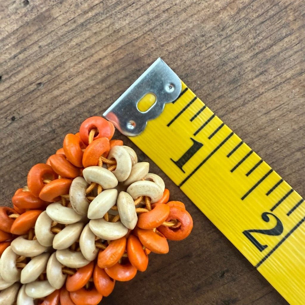 Vintage Vintage Elastic Wooden Flower Bead Bracelet Stretchy Orange Size ONE SIZE - 7 Thumbnail