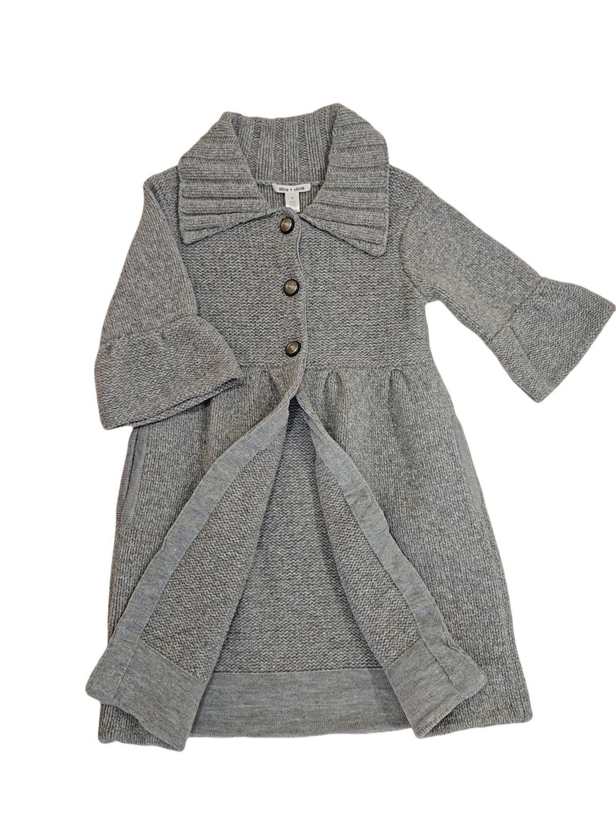Alice + Olivia × Vintage Alice & Olivia Knit Wool Alpaca Bell Sleeve Cardigan/ Dress Size M / US 6-8 / IT 42-44 - 7 Thumbnail