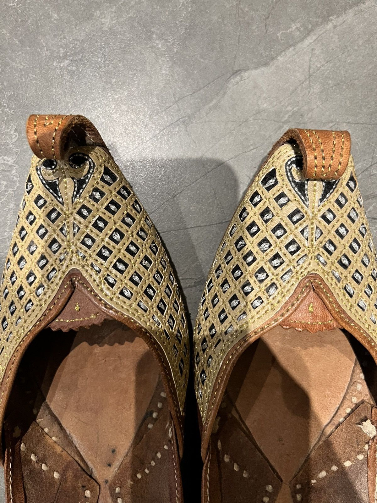 image of Vintage Handcrafted Moorish Shoes in Gold, Women's (Size 7.5)
