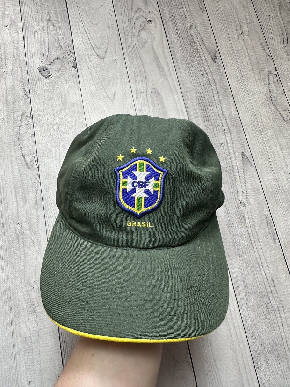 Nike × Vintage Vintage Nike Brazil soccer cap green Brasil khaki logo Size ONE SIZE - 1 Thumbnail