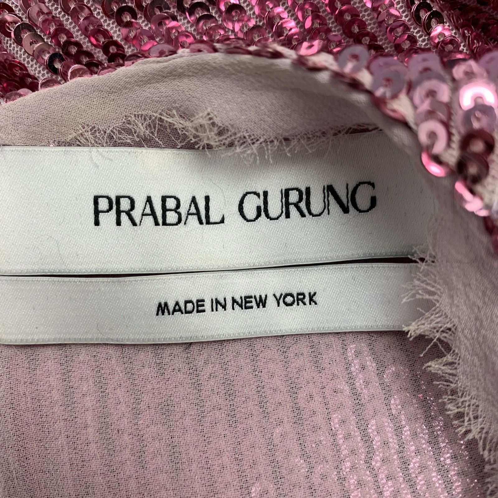 Prabal Gurung PRABAL GURUNG 0 Pink Polyester Sequined Raw Edge Dress Top Size XS / US 0-2 / IT 36-38 - 4 Thumbnail