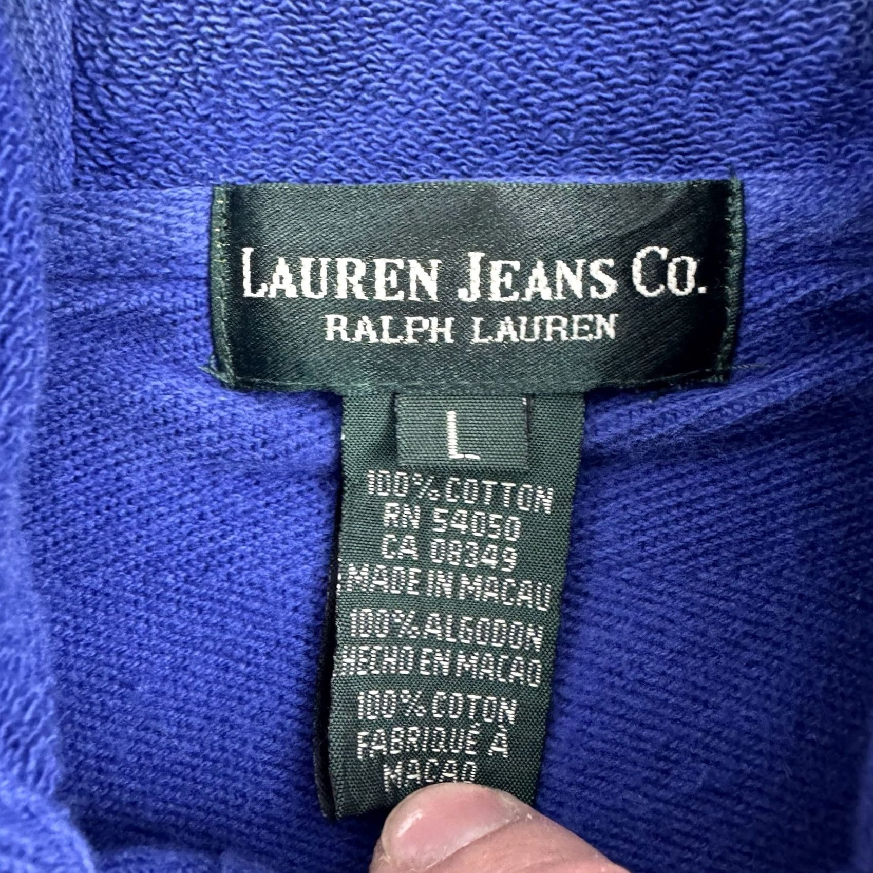 CO VINTAGE Lauren Jeans Co Hoodie Womens Large Full Zip Sweatshirt 90s Y2K Designer Jeans Co. Hoodie Women L Blue Solid 90s Designer Mens? Size L / US 10 / IT 46 - 6 Thumbnail