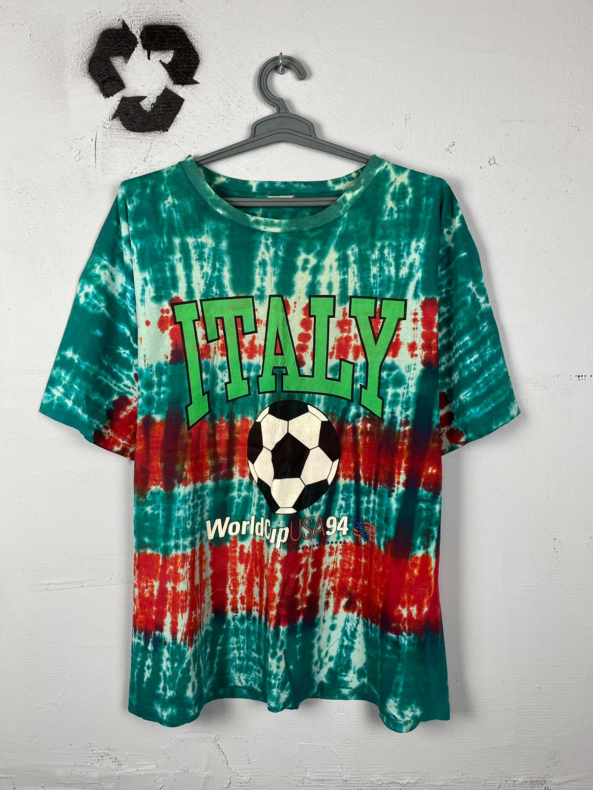 Pre-owned Band Tees X Rock Tees Vintage 90's Italy World Cup 1994 Tie Dye Punk T Shirt