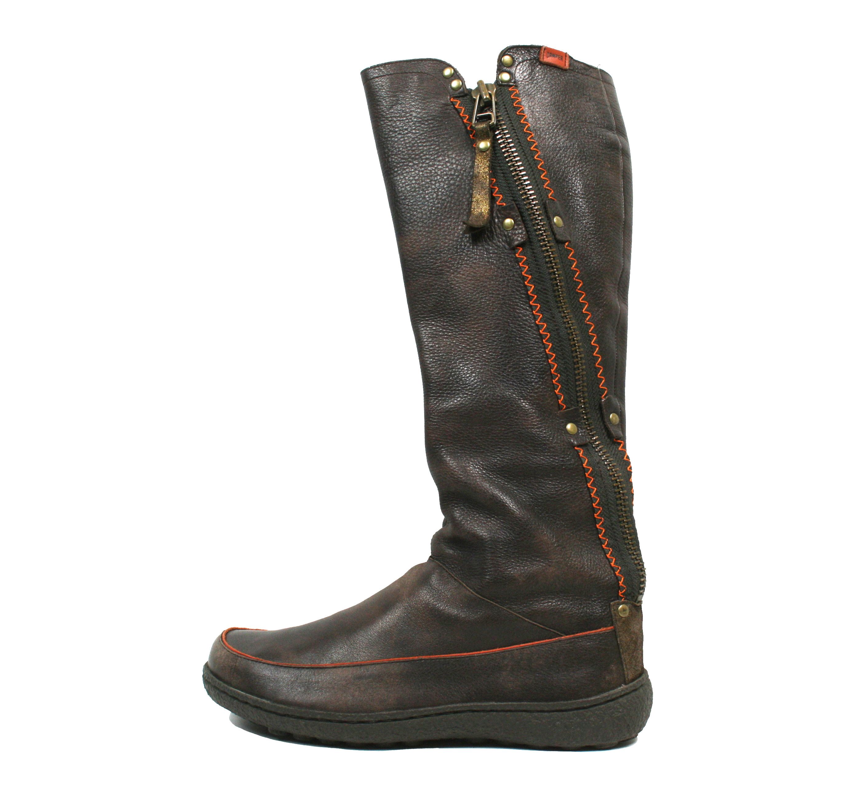 Camper Y2K Moto Boxing Knee High Leather Boots Vintage Size US 7 / IT 37 - 1 Thumbnail