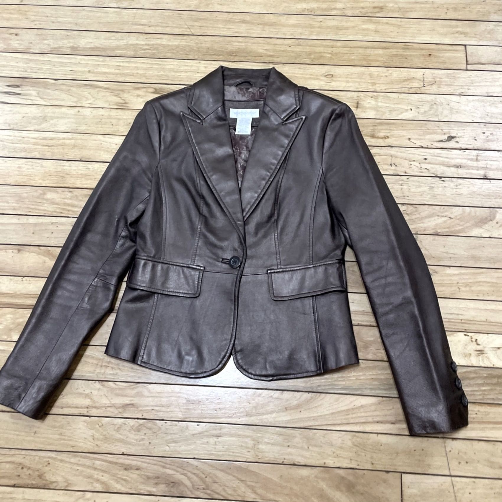 Worthington VINTAGE Worthington Leather Jacket Womens XS Brown Y2K 90s Long Sleeve Leather Blazer Shirt Jacket Size L / US 10 / IT 46 - 2 Thumbnail