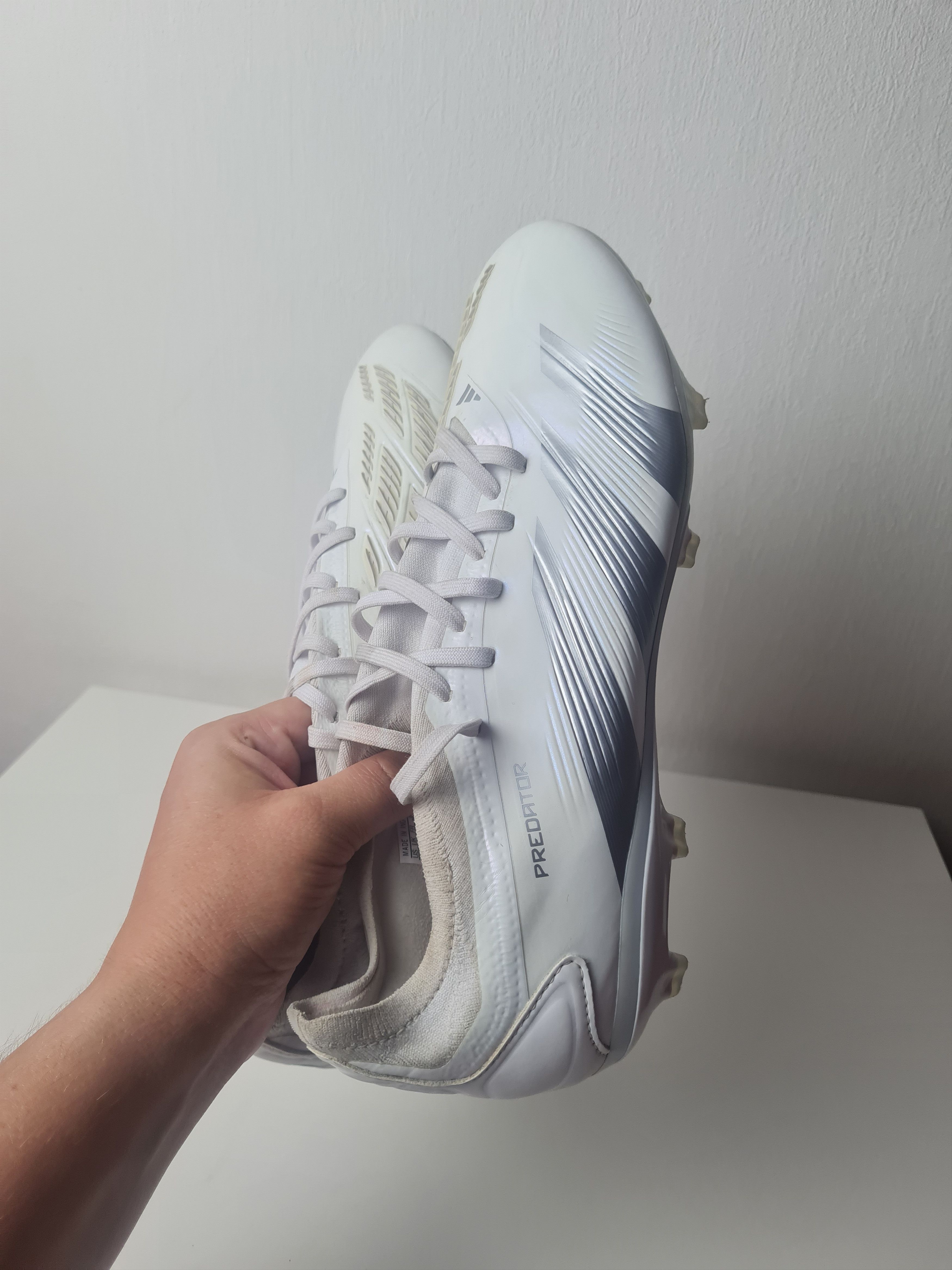 Adidas Football Soccer Adidas PREDATOR Pro FG Cleats White Silver Size US 12.5 / EU 45-46 - 2 Thumbnail