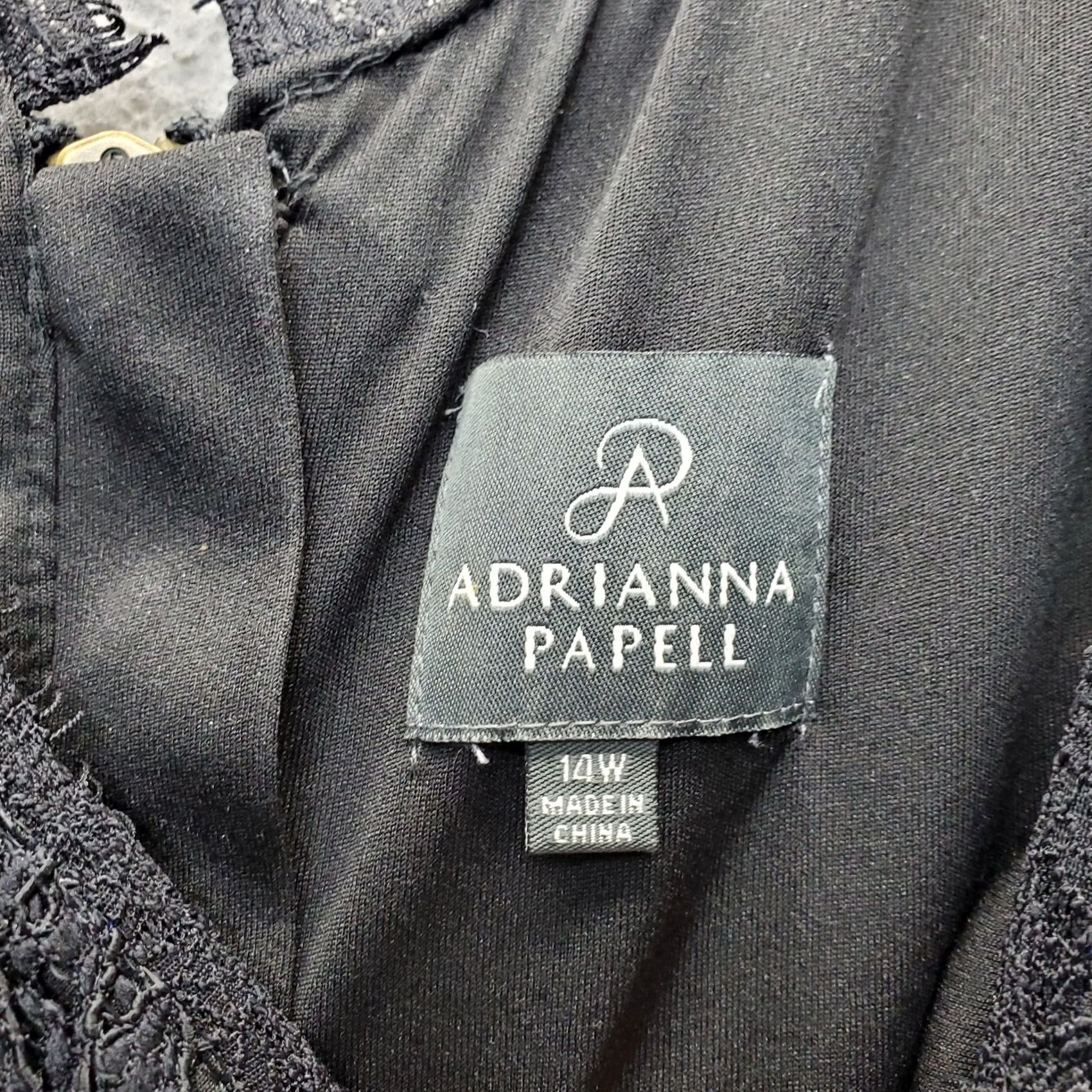 Adrianna Papell Adrianna Papell Dress Womens 14W Black Sheath Women Crochet Lace Overlay Lined Back Zip Size XL / US 12-14 / IT 48-50 - 7 Thumbnail