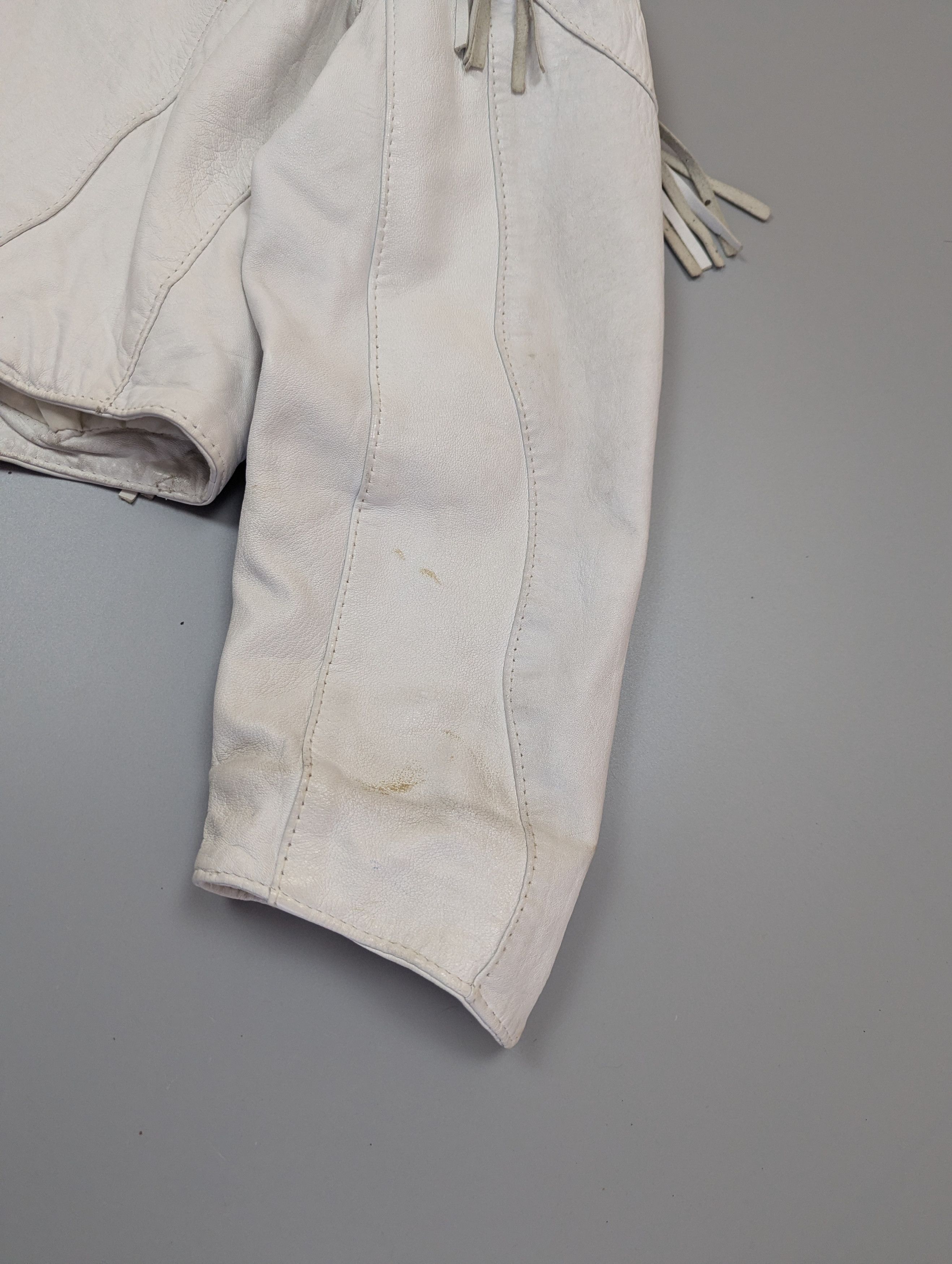 Vintage Vintage 80s White Leather Jacket Bomber Womens Sz M Size M / US 6-8 / IT 42-44 - 18 Thumbnail