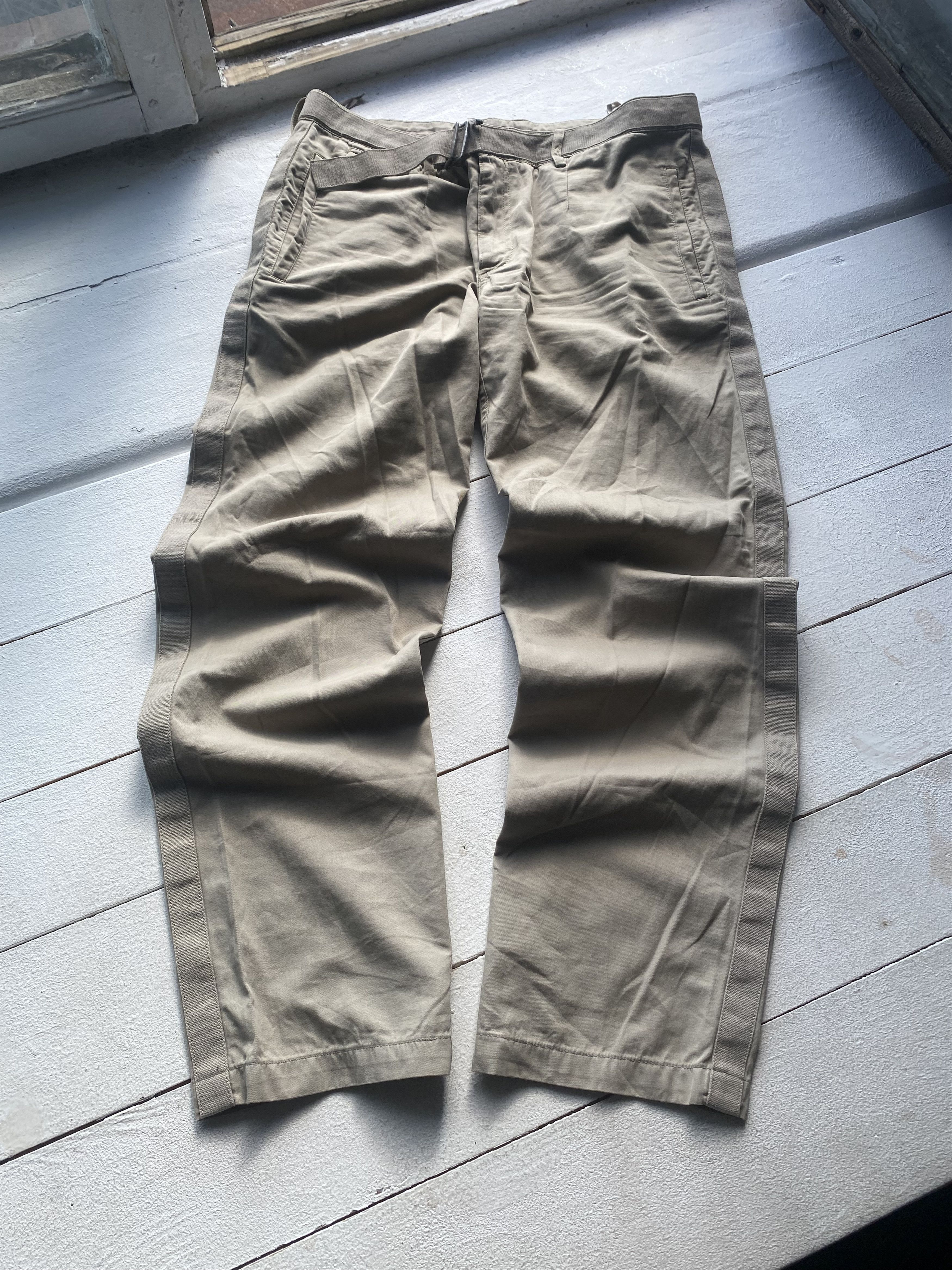 Dolce & Gabbana × Vintage 90s Dolce Gabbana Beige Striped Belted Designer Pants 34 Size US 34 / EU 50 - 2 Thumbnail