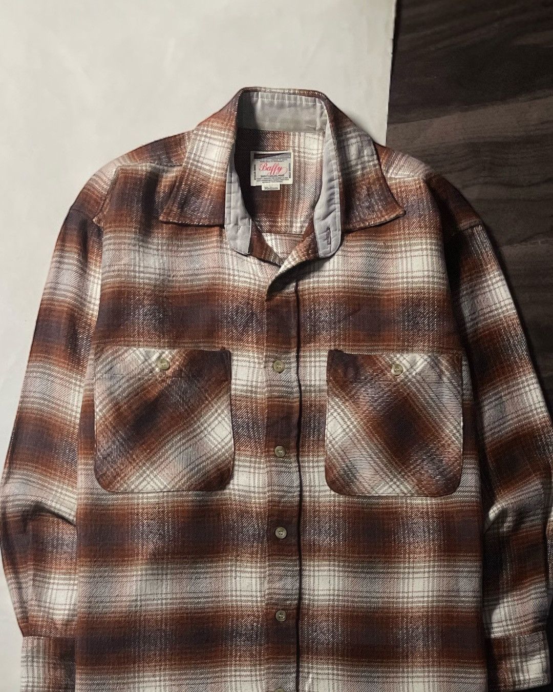 Japanese Brand Flannel Shirt Wool Veterano BAFFY Size M fit XL Size US M / EU 48-50 / 2 - 2 Thumbnail