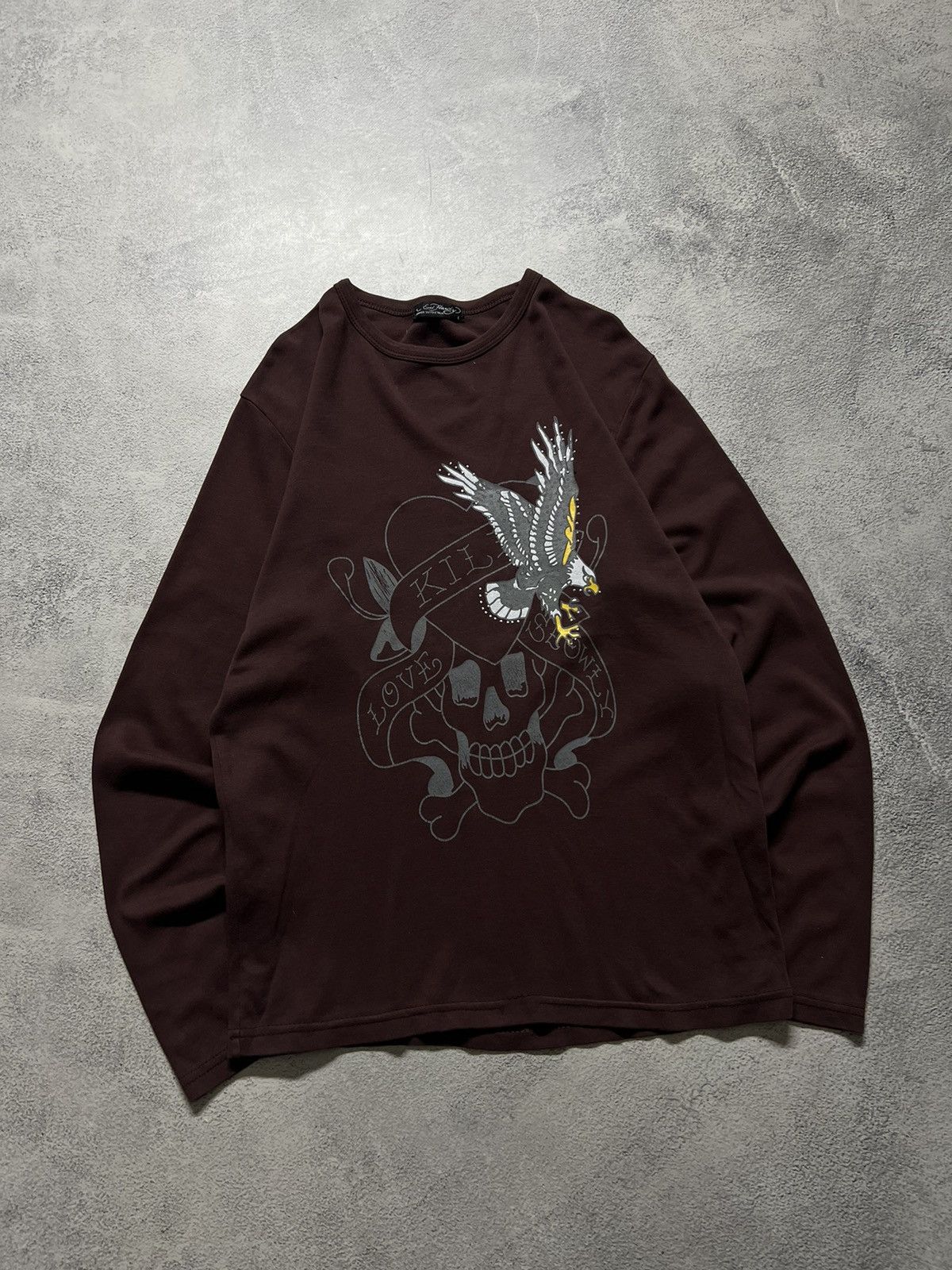 Ed Hardy Vintage Y2k Ed Hardy Skull Eagle 🦅☠️ Brown 🤎 Long Sleeve 00’s Size US L / EU 52-54 / 3 - 2 Thumbnail