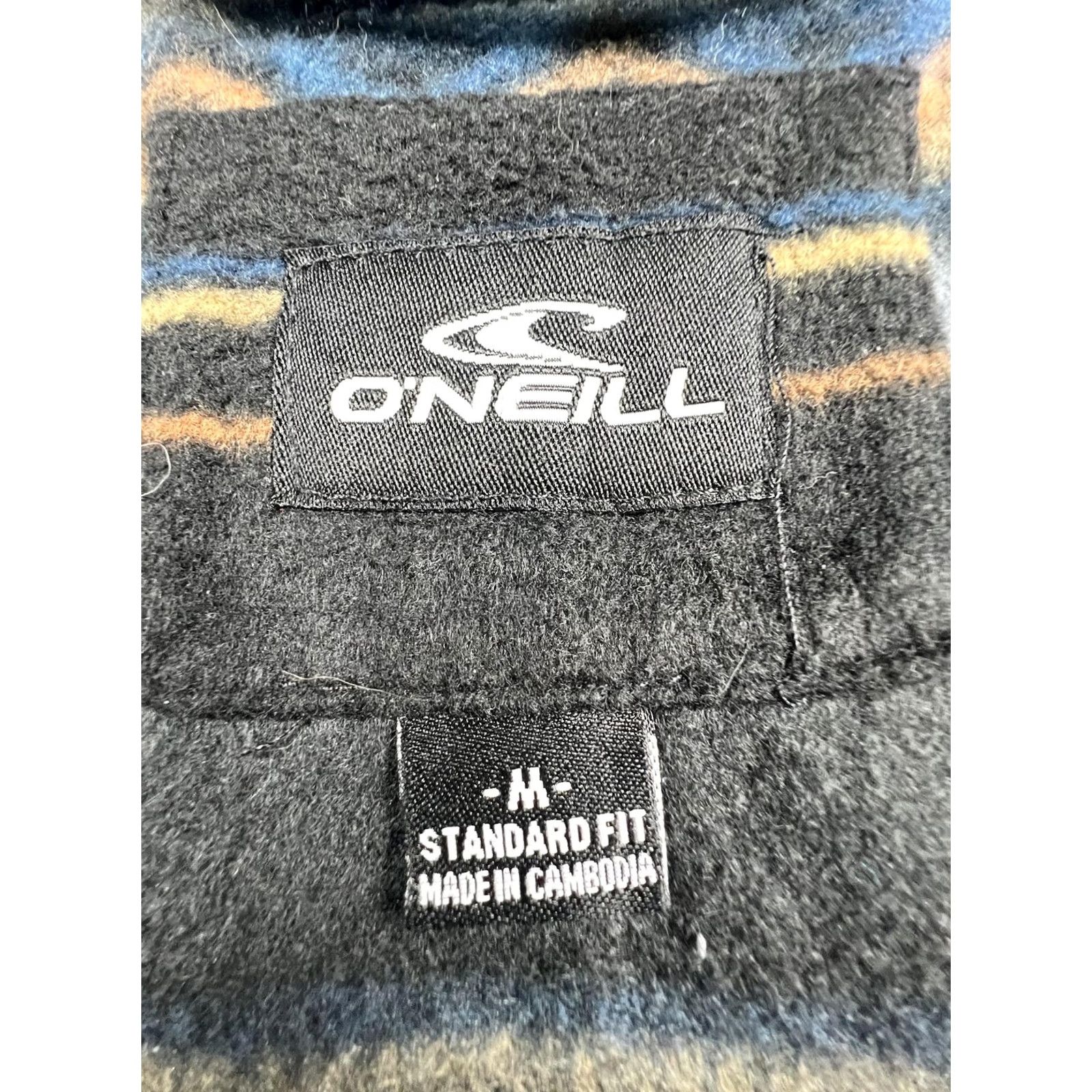 O'Neill O'Neill Hoodie Mens M Gray 1/4 Zip Fleece Tribal Striped Aztec Sweatshirt Pullover Pocket Zipper High Neck Logo Patch Size US M / EU 48-50 / 2 - 3 Thumbnail
