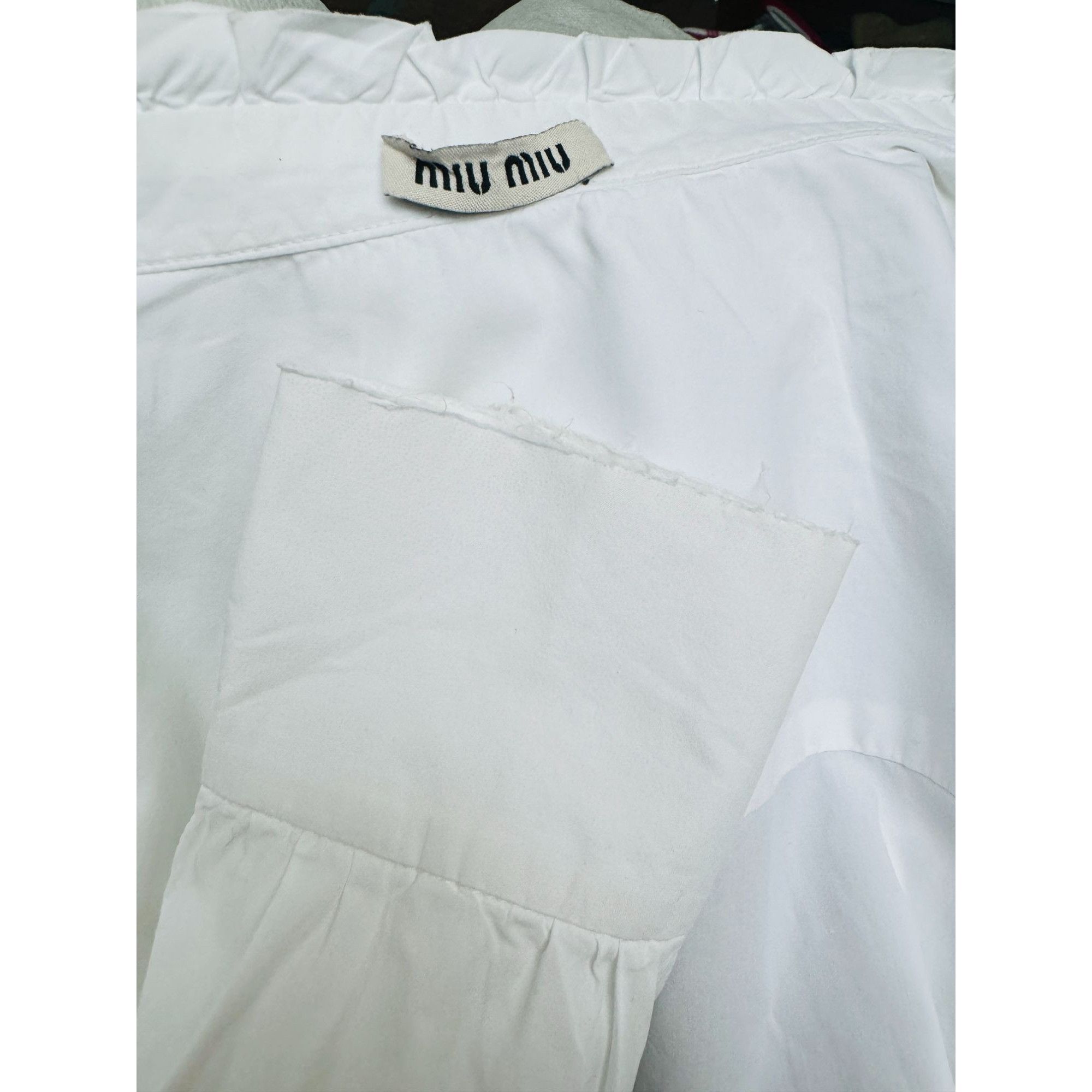 Miu Miu White Pointy Collar Shirt Size XS / US 0-2 / IT 36-38 - 6 Thumbnail