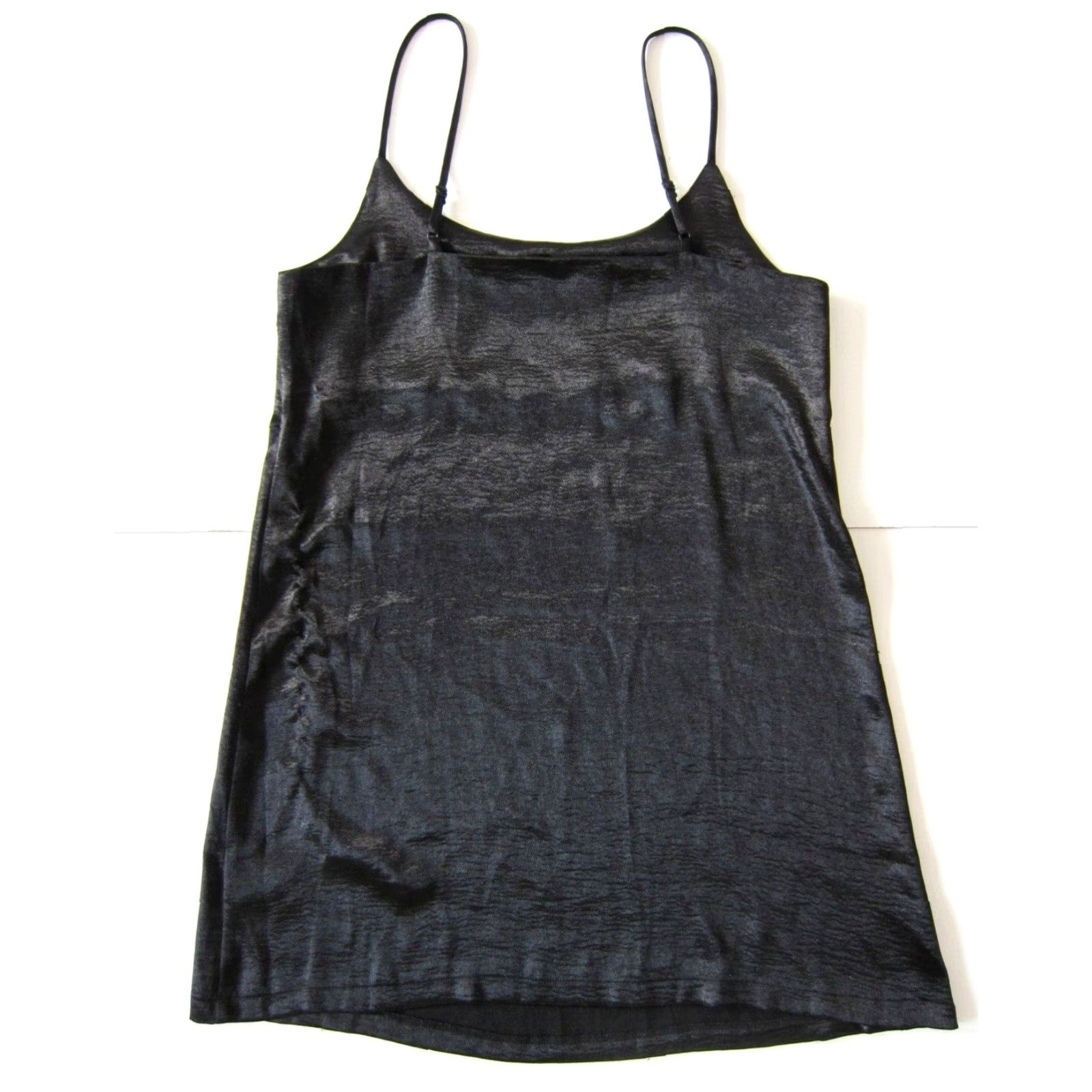 Vintage Silence + Noise Black Satin Spaghetti Strap Lingerie Slip Dress Large Size L / US 10 / IT 46 - 2 Thumbnail