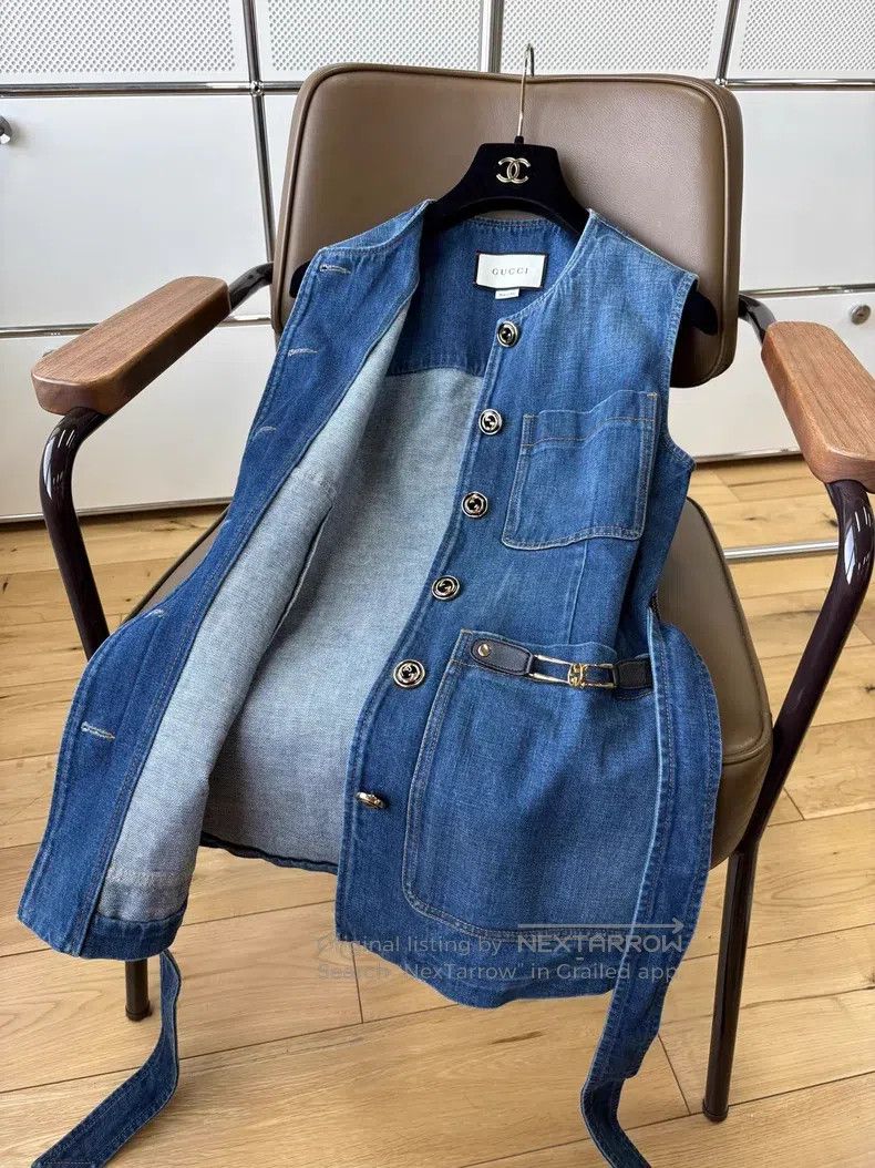 Gucci Gucci Blue lace-up double G horse buckle sleeveless denim Size XS / US 0-2 / IT 36-38 - 5 Thumbnail