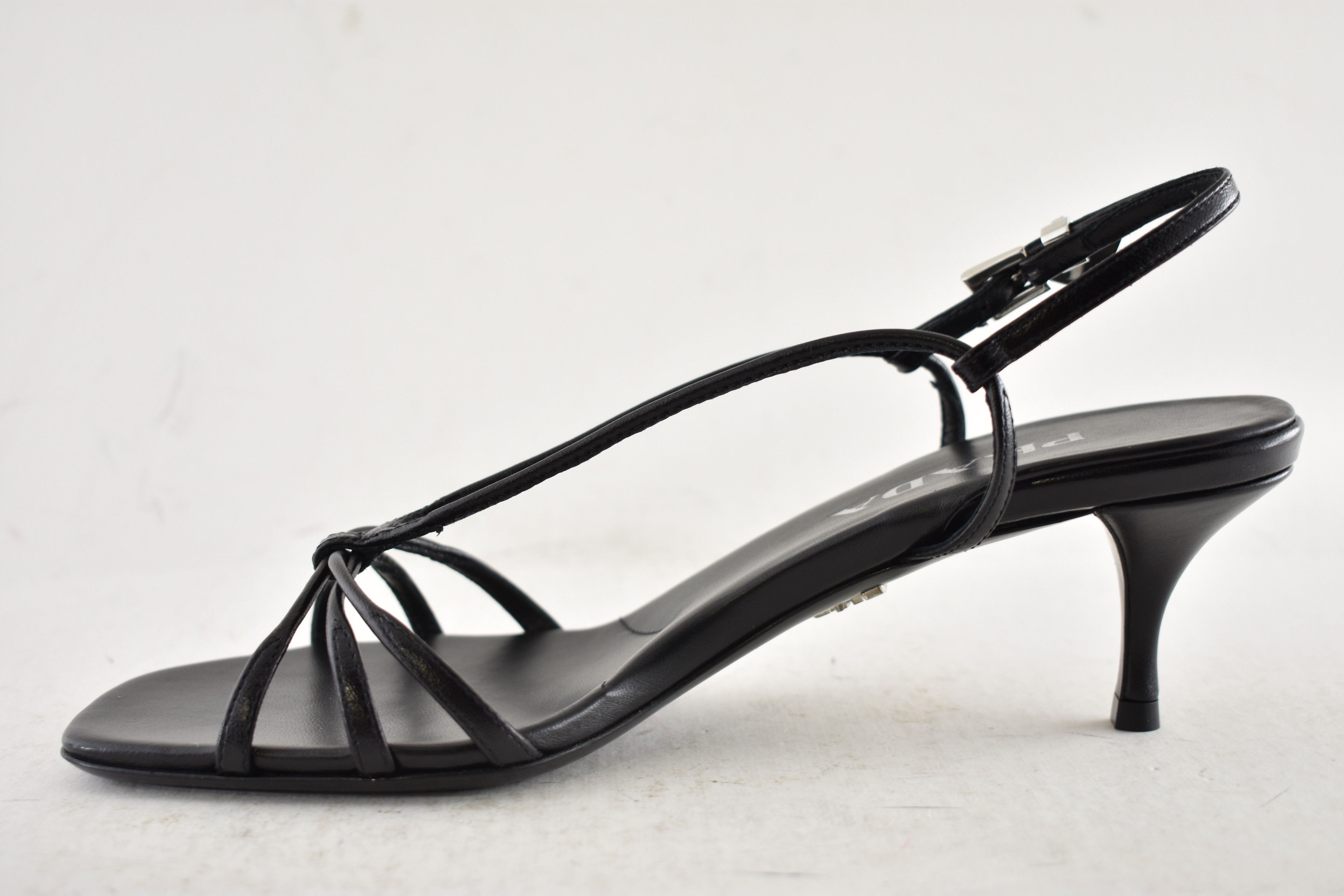 Prada Prada Capretto Strappy 55mm Leather Sandal Kitten Heel 38 Size US 8 / IT 38 - 14 Thumbnail