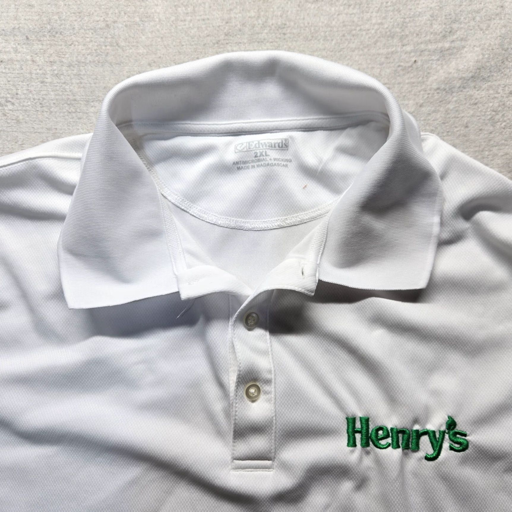 Vintage Edwards Polo Shirt Adult 2XL White Cotton Polyester Regular Short Sleeve Buttoned Edwards AP-360 Mens Shirt Size US XXL / EU 58 / 5 - 2 Thumbnail