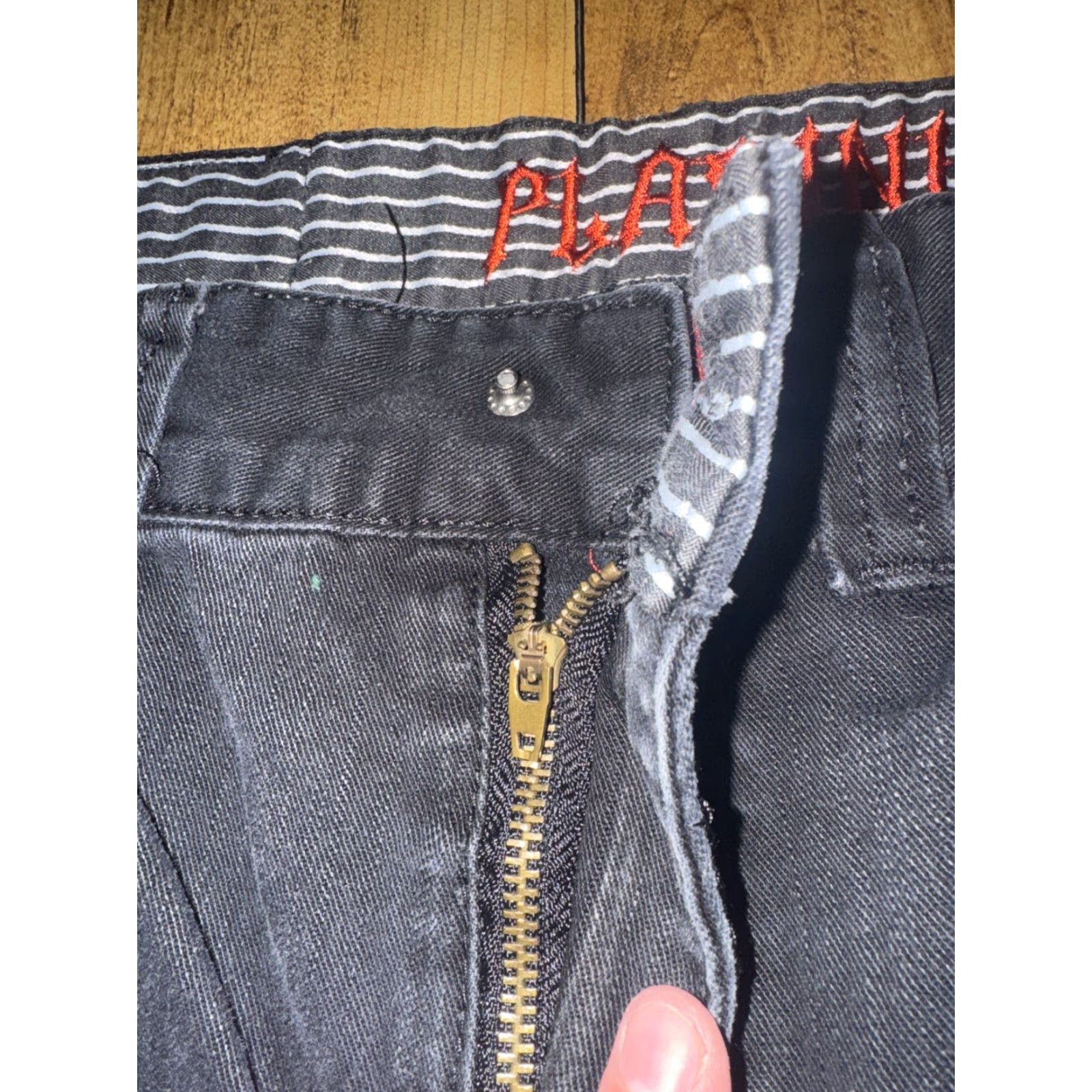 Cougar VINTAGE Platini Jeans Cougar Pants Black 33x32 Y2K Embroidered Back Pockets Men's Jeans Straight Missing Button Size US 33 - 4 Thumbnail