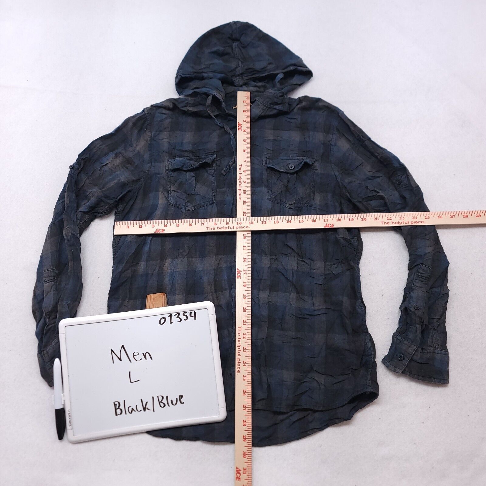 Helix Helix Casual Button Up Hoodie Mens Size Large L Blue Plaid Size US L / EU 52-54 / 3 - 6 Thumbnail