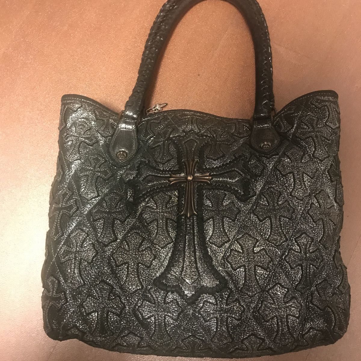 image of Cemetary Cross Tote Bag Chrome Hearts 1/1 in Black, Men's