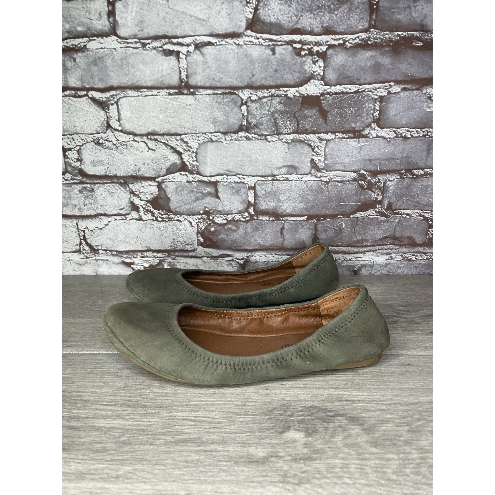 Lucky Brand Lucky Brand Olive Green Suede Erin Round Toe Ballet Flats Wo Size US 8.5 / IT 38.5 - 3 Thumbnail