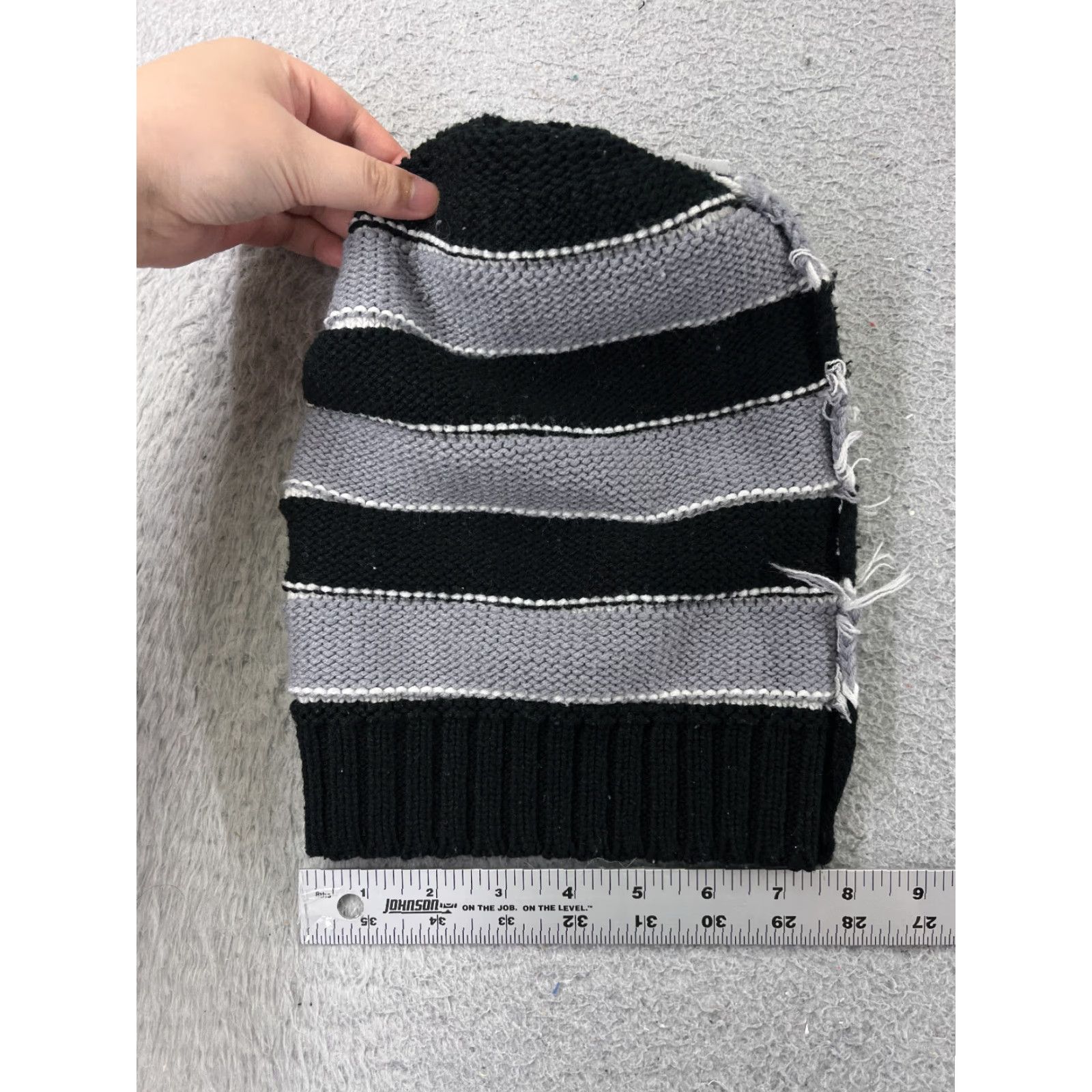 Vintage Family Dollar Beanie Hat Adult One Size Black Knit Striped Acrylic Outdoor Ski Unisex Size ONE SIZE - 5 Thumbnail