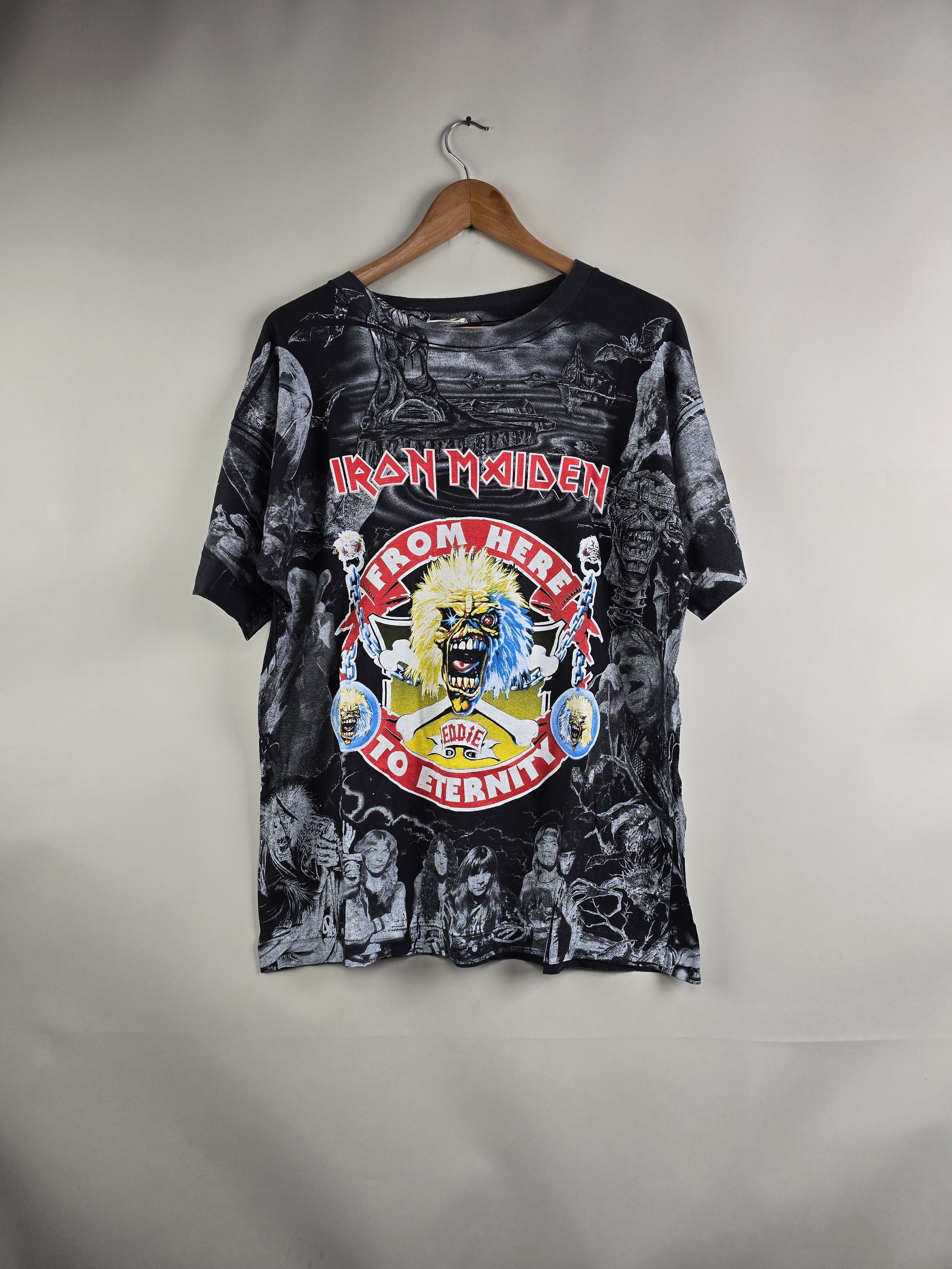 Band Tees × Iron Maiden × Vintage 90s Iron Maiden From here to eternity All Over Print Size US XL / EU 56 / 4 - 1 Thumbnail