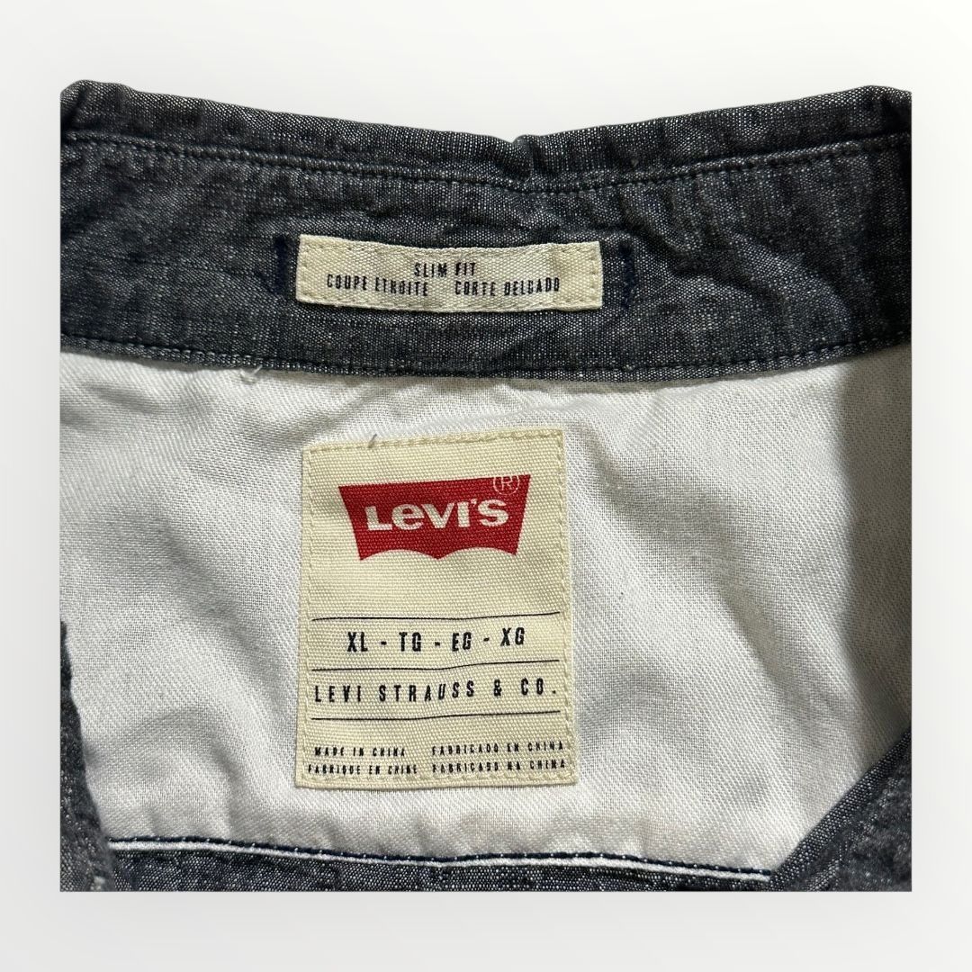 Levi's Levi’s Men’s Button Down Shirt XL Black Gray Chambray Long S Size US XL / EU 56 / 4 - 3 Thumbnail