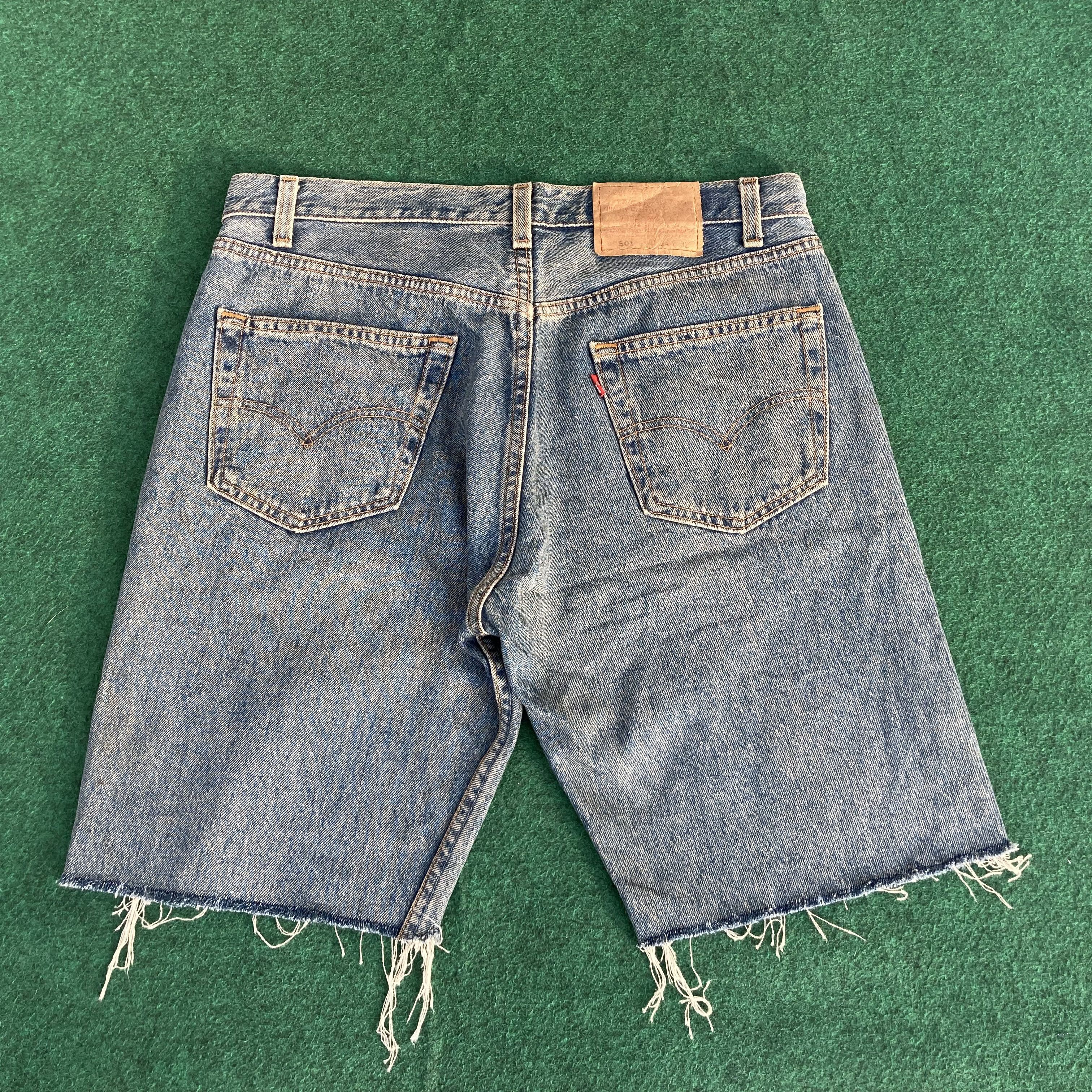 Levi's Vtg Levis 501 Short Jorts Distressed Ripped Grunge Jeans Size US 33 - 7 Thumbnail