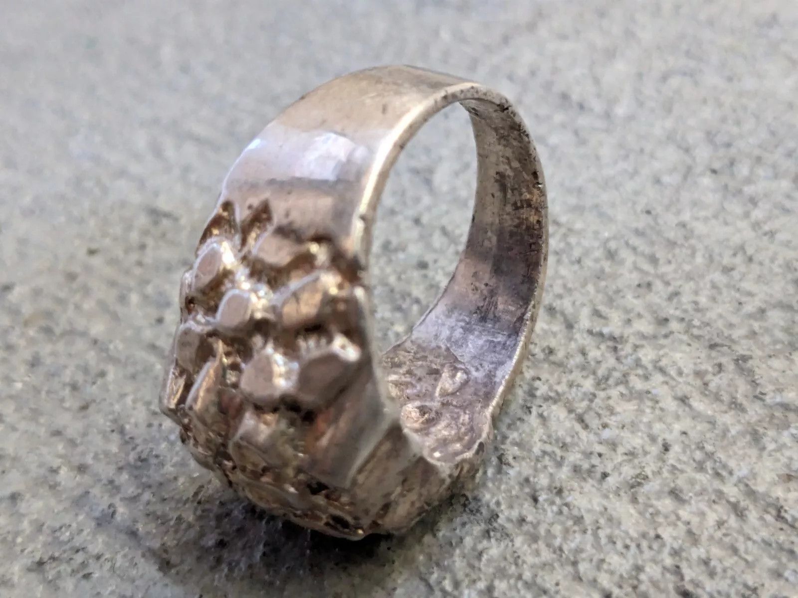 Jewelry Vintage Sterling Silver Nugget 11 Modern Brutalist Dome Size ONE SIZE - 10 Thumbnail