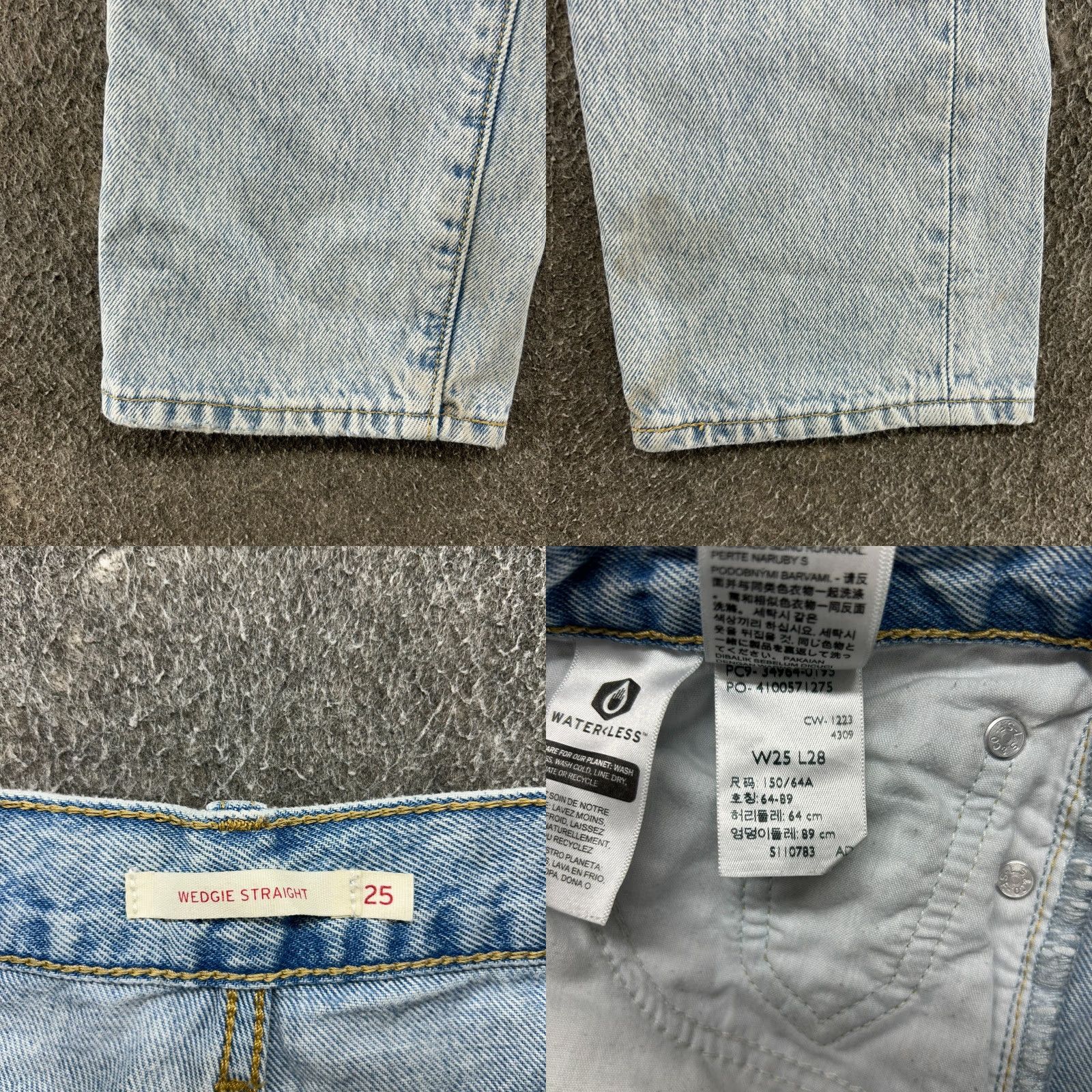 Levi's VINTAGE Levi's Wedgie Jeans Womens 25x28 Blue Straight Button Fly Light Wash Distressed 90s Womens Jeans Size 42" / US 20 - 9 Thumbnail
