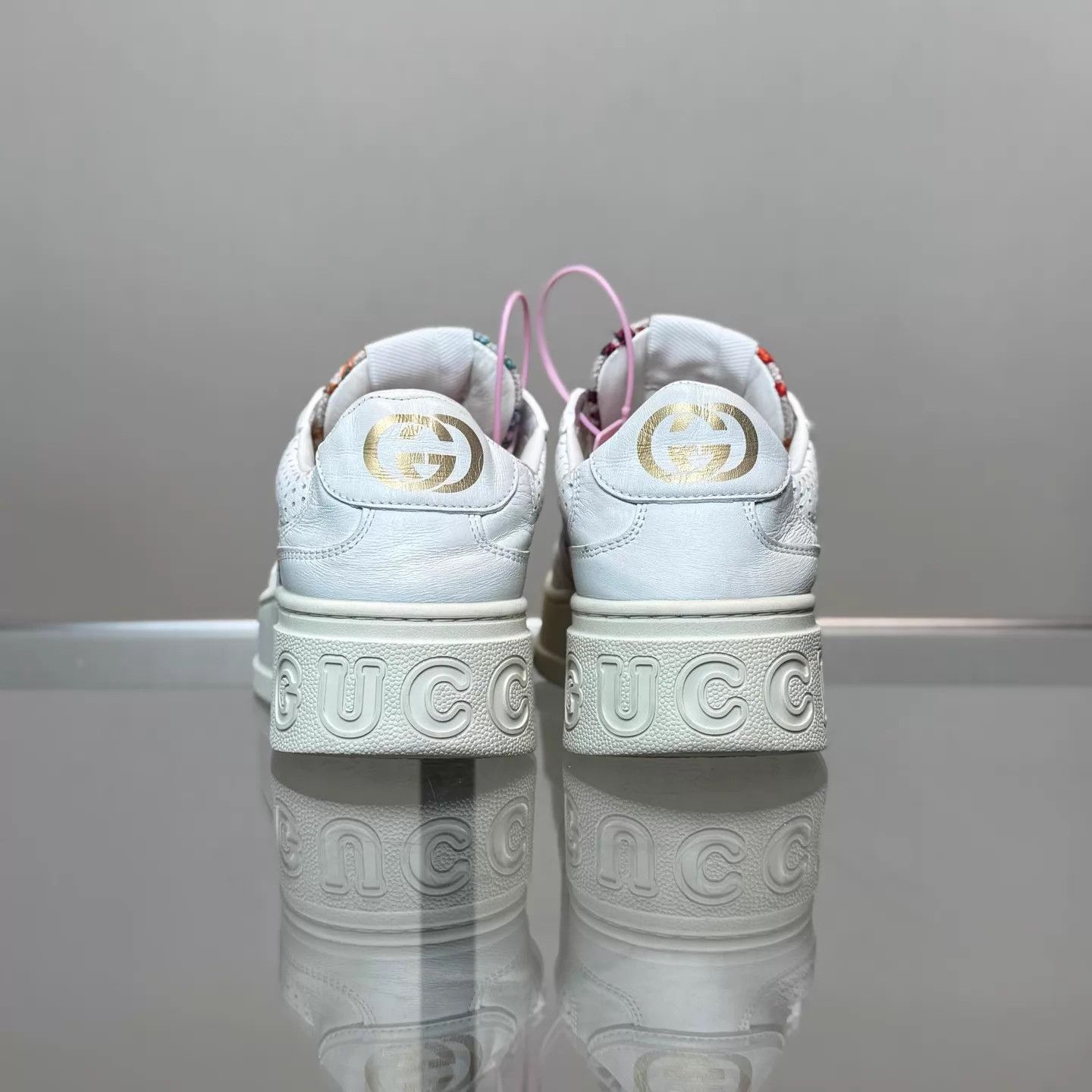 Gucci Gucci Women's White Embroidered GG Biscuit Sneakers Size US 5.5 / IT 35.5 - 4 Thumbnail