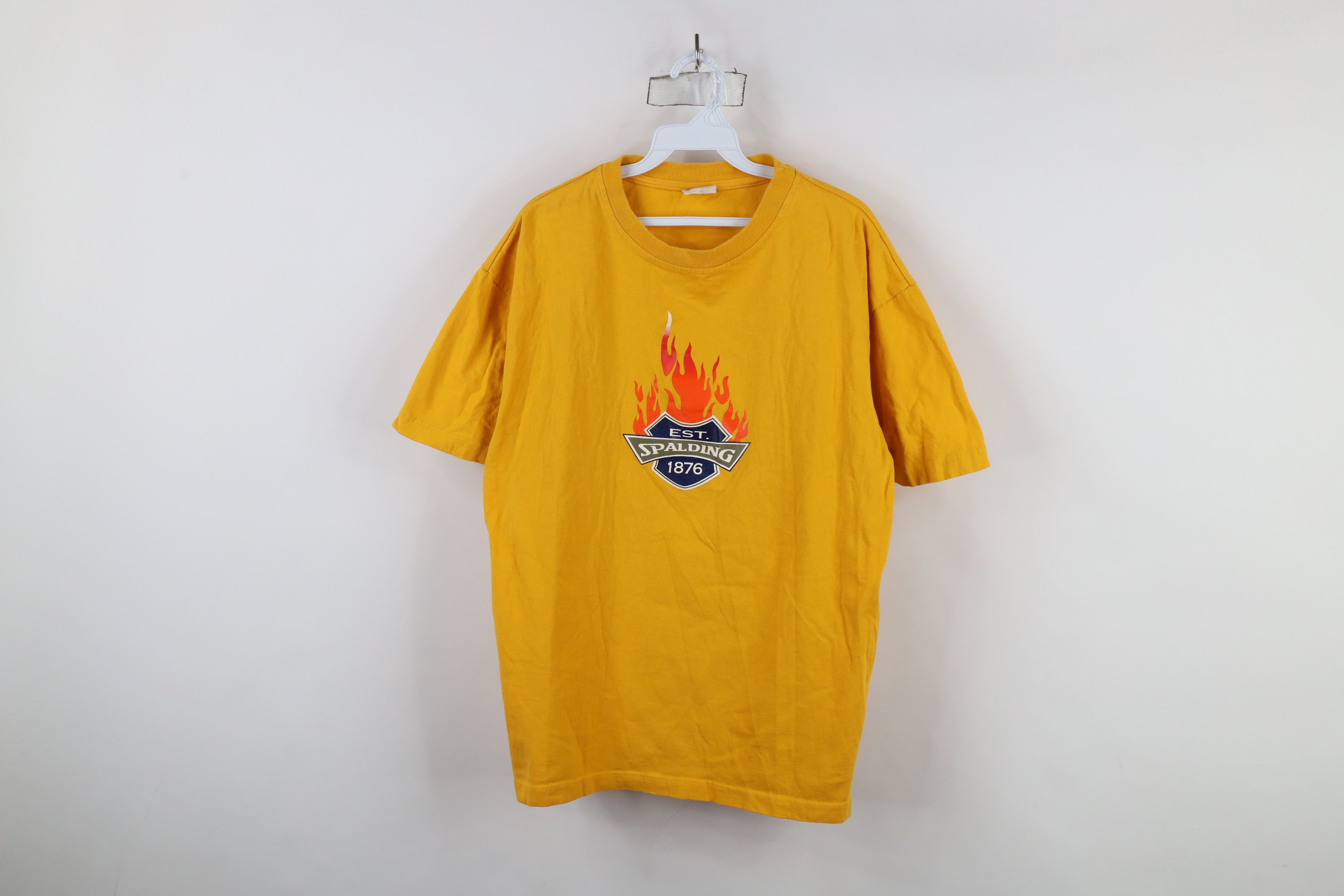 Vintage Vintage 90s Spalding Fire Flames Short Sleeve T-Shirt Yellow Size US L / EU 52-54 / 3 - 1 Thumbnail