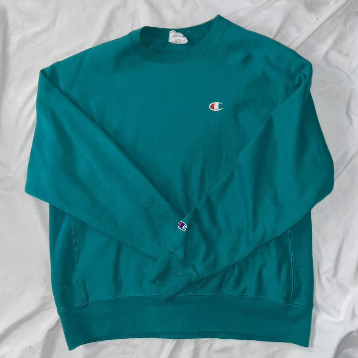 Champion Champion Reverse Weave Teal Sweatshirt Size Large for Women Size L / US 10 / IT 46 - 2 Thumbnail