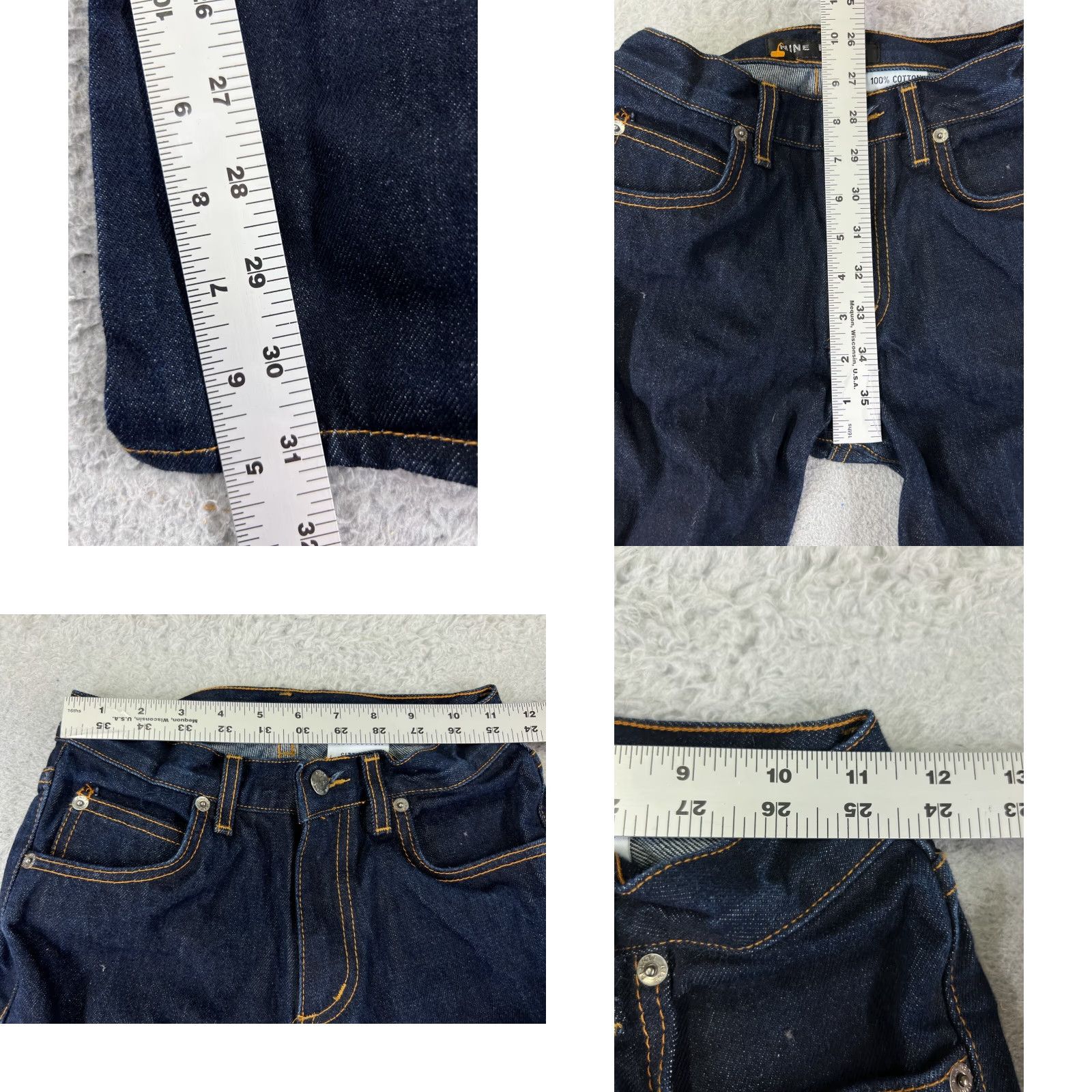 Vintage Nine Planet Women's Blue Denim Jeans Fold-Over Waist Straight Leg Dark Wash 22x31 Size 25" / US 0 / IT 36 - 8 Thumbnail