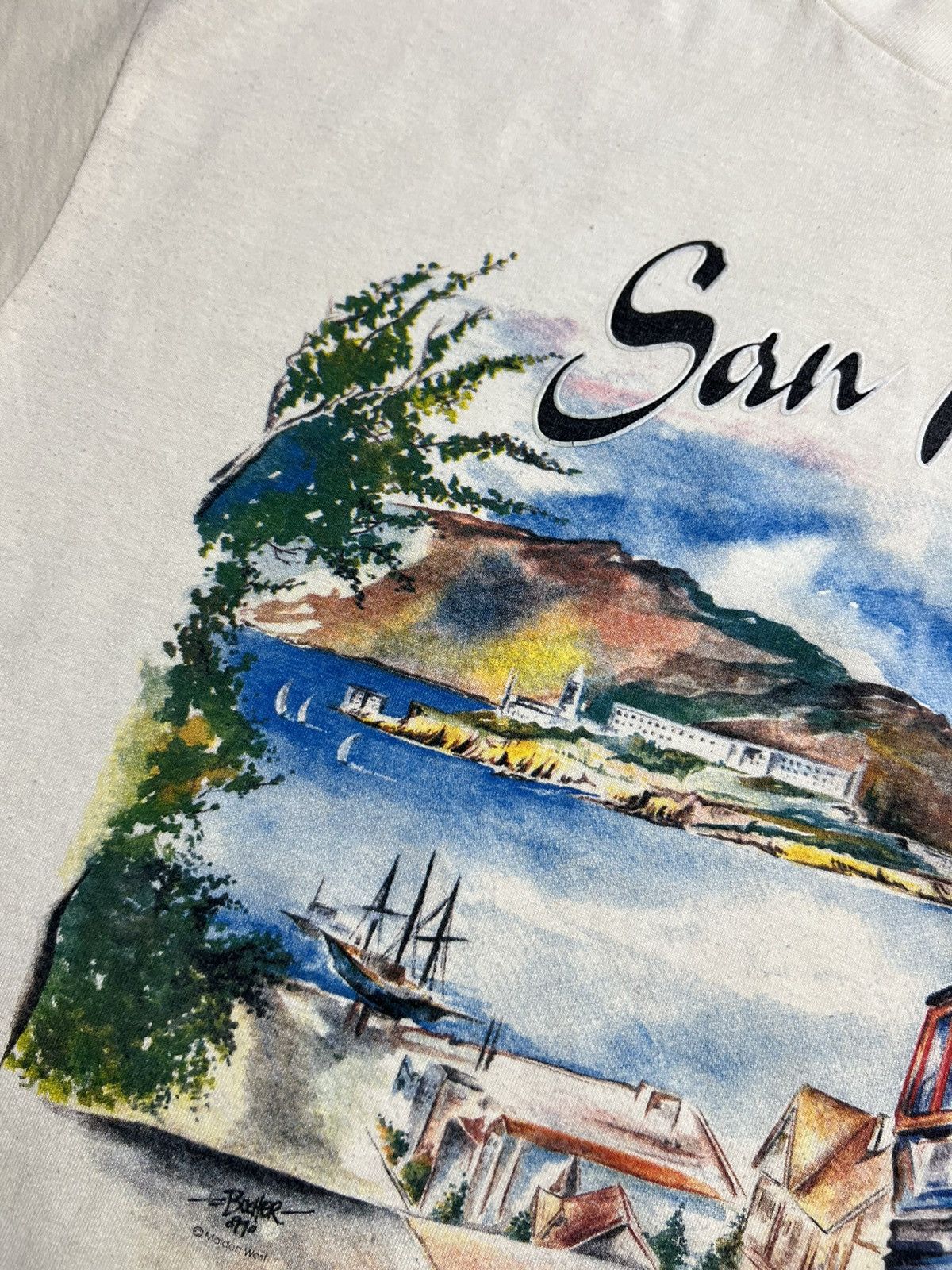 Hanes Vintage 90s Hanes San Francisco Train Alcatraz Hanes tee Size US XL / EU 56 / 4 - 3 Thumbnail