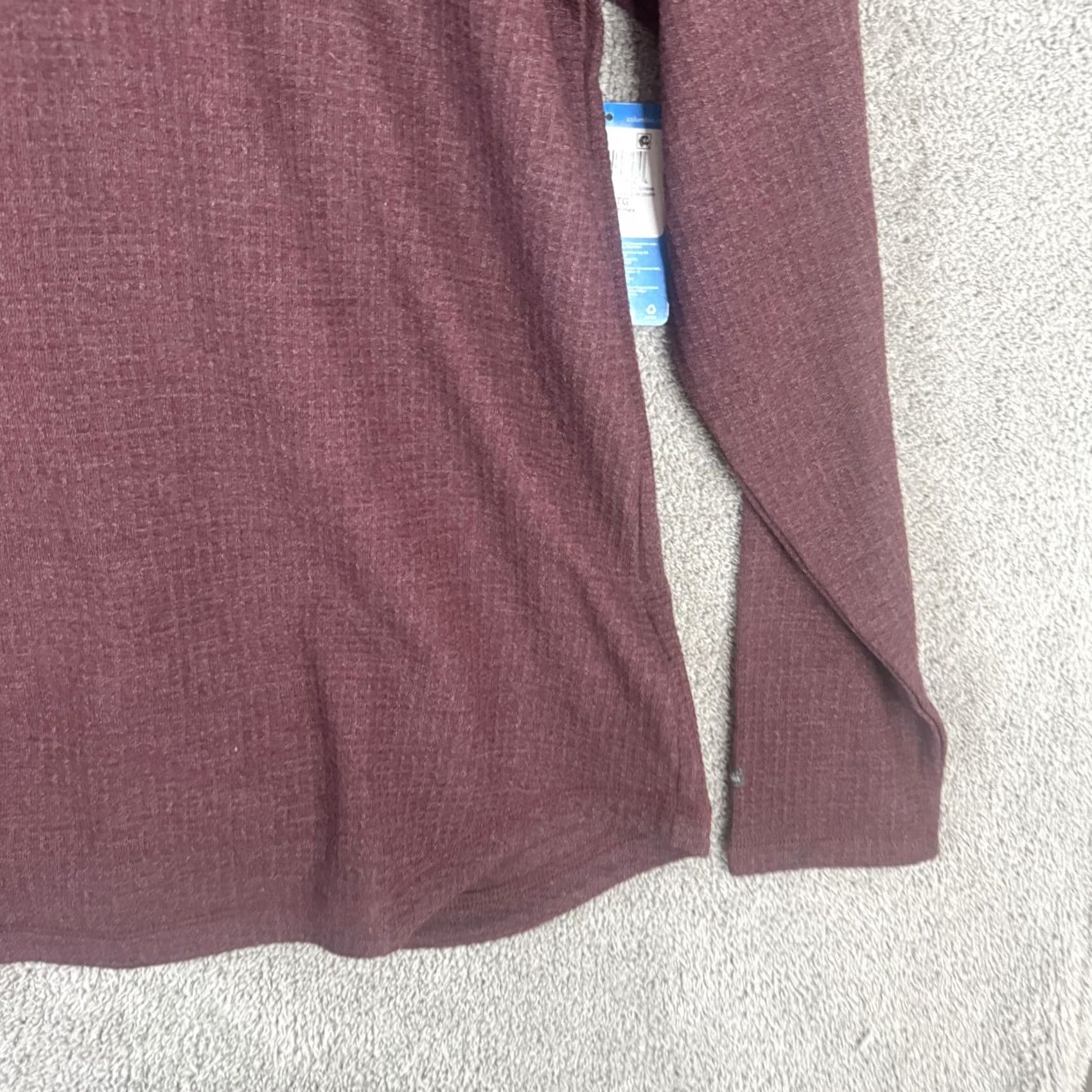 Vintage Columbia Womens Shirt 2XL Burgundy Red Waffle Knit Long Sleeve Crewneck Tee Size XXL / US 16-18 / IT 52-54 - 3 Thumbnail