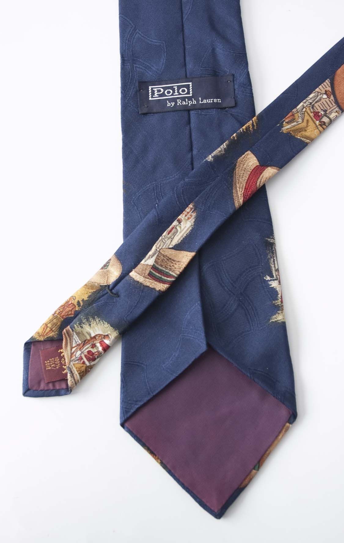 Ralph Lauren × Vintage Ralph Lauren Tie 100% Silk Hats Blue Size ONE SIZE - 3 Thumbnail