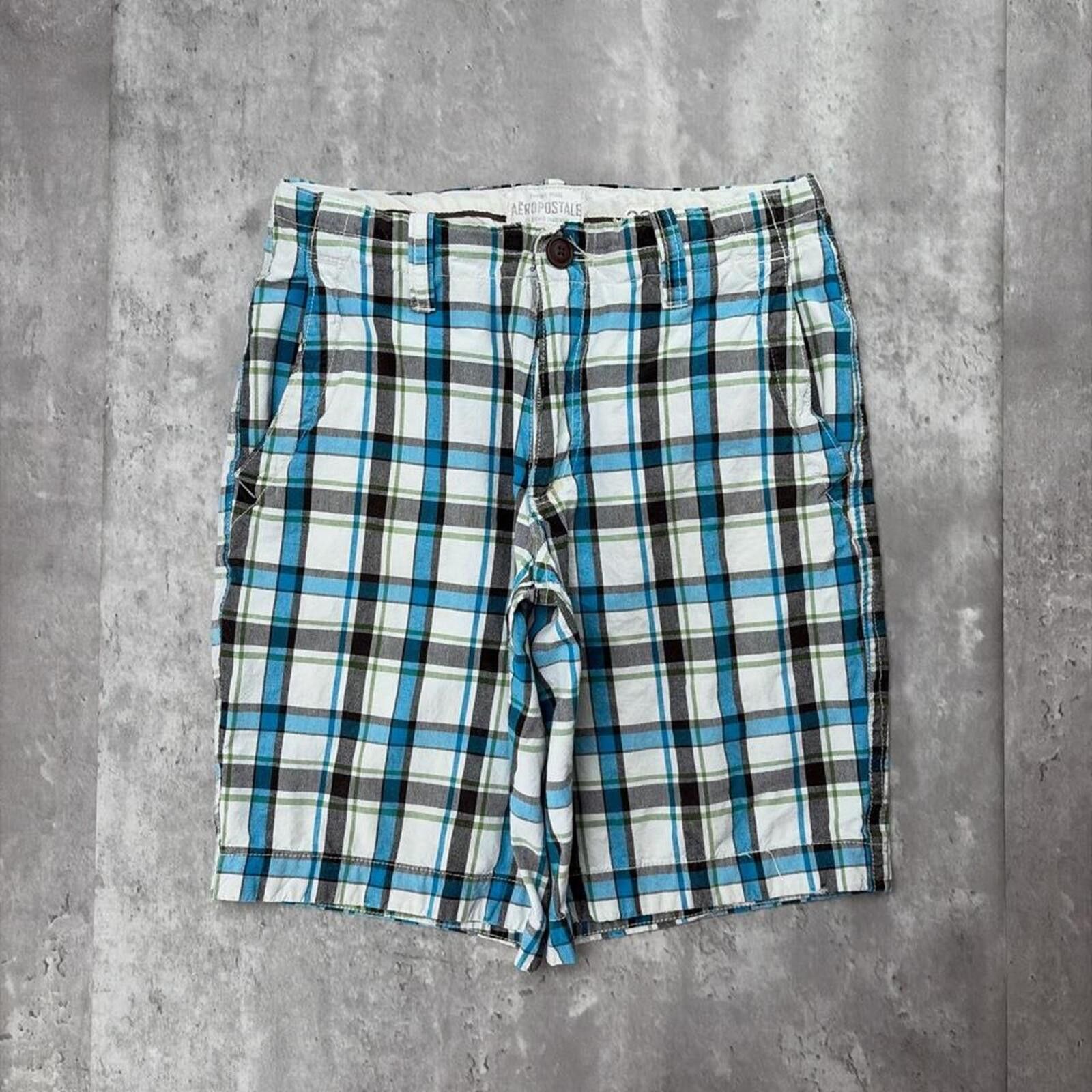 Aeropostale Y2K Blue Aeropostale Surf Grunge Baggy Plaid Skater Shorts Size US 29 - 2 Thumbnail