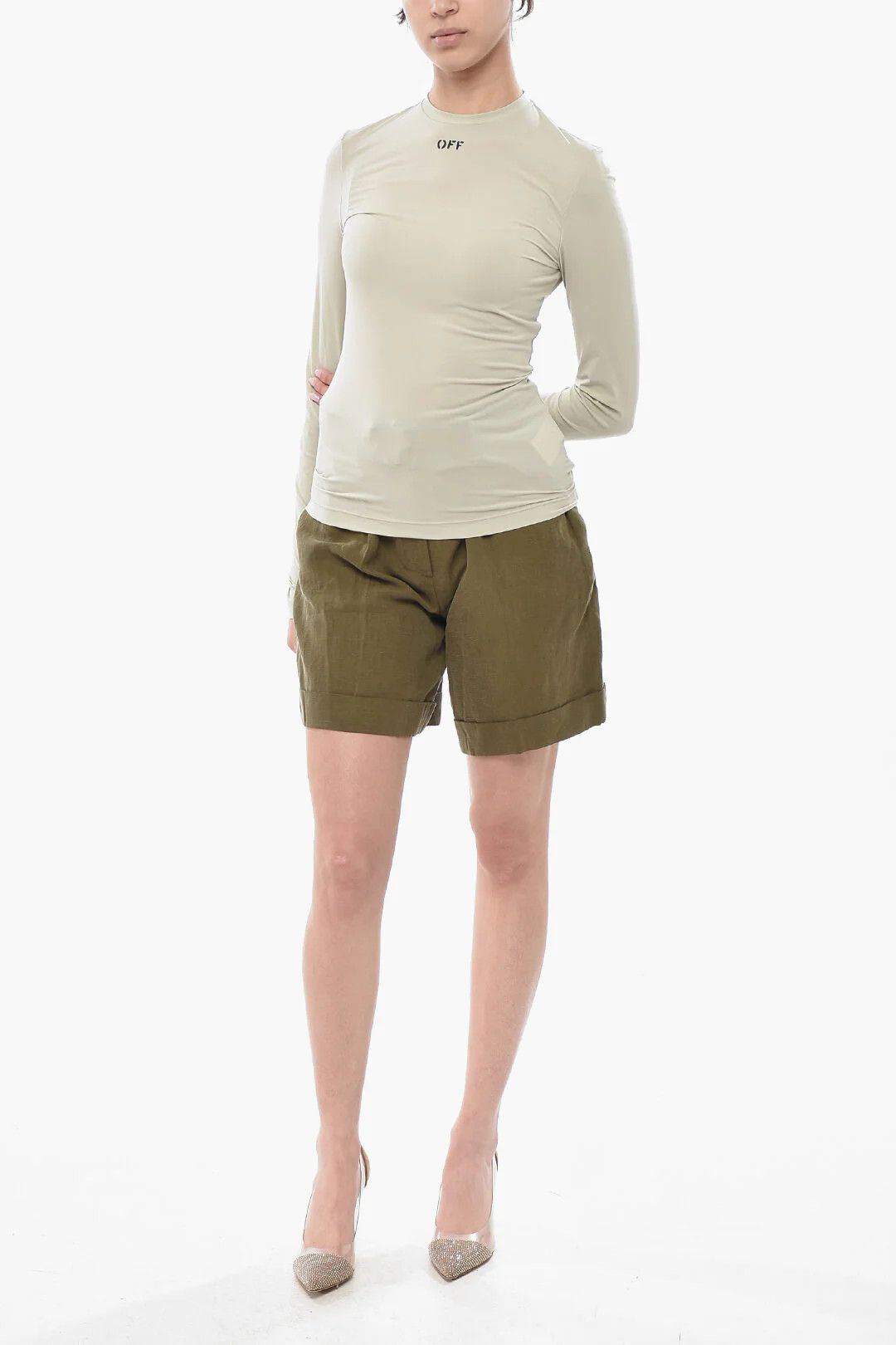 Off-White og1mm0426 Crewneck T-Shirt in Beige Size S / US 4 / IT 40 - 4 Thumbnail
