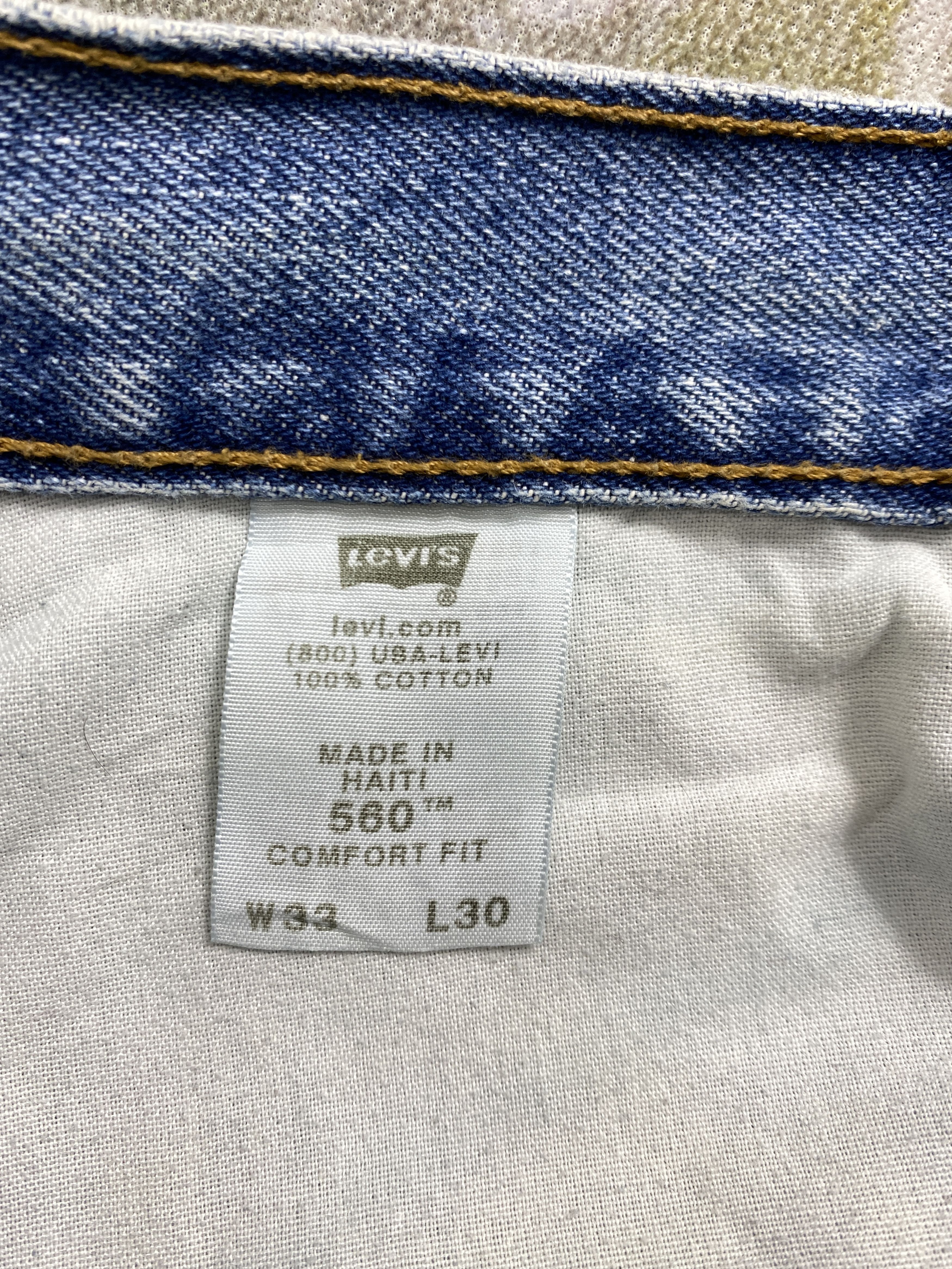 Levi's Vintage Levi's 560 Comfort Fit Dirty Denim 34 x 29.5 -JN558 Size US 34 / EU 50 - 10 Thumbnail