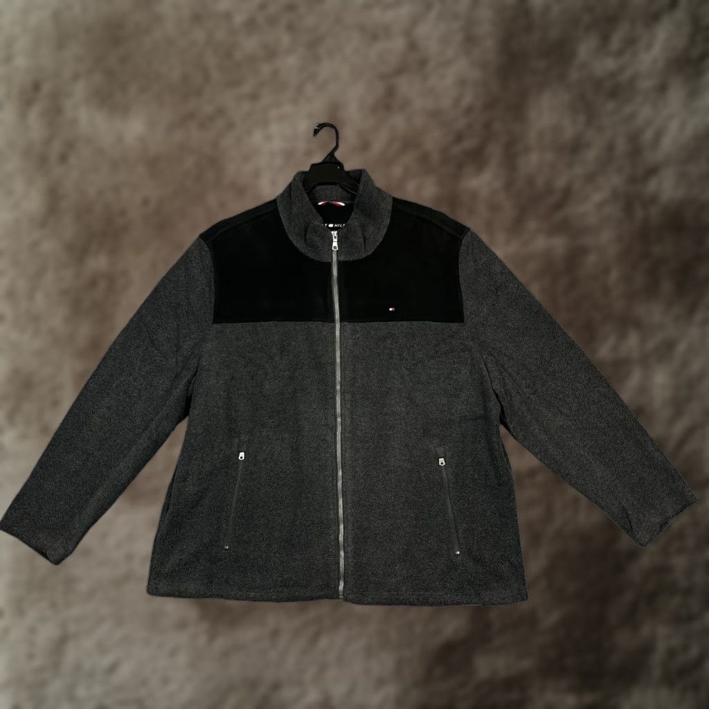 Tommy Hilfiger Tommy Hilfiger Mens Full Zip Polar Fleece Jacket 2XL Gray Black Zippered Pockets Size US XXL / EU 58 / 5 - 1 Thumbnail